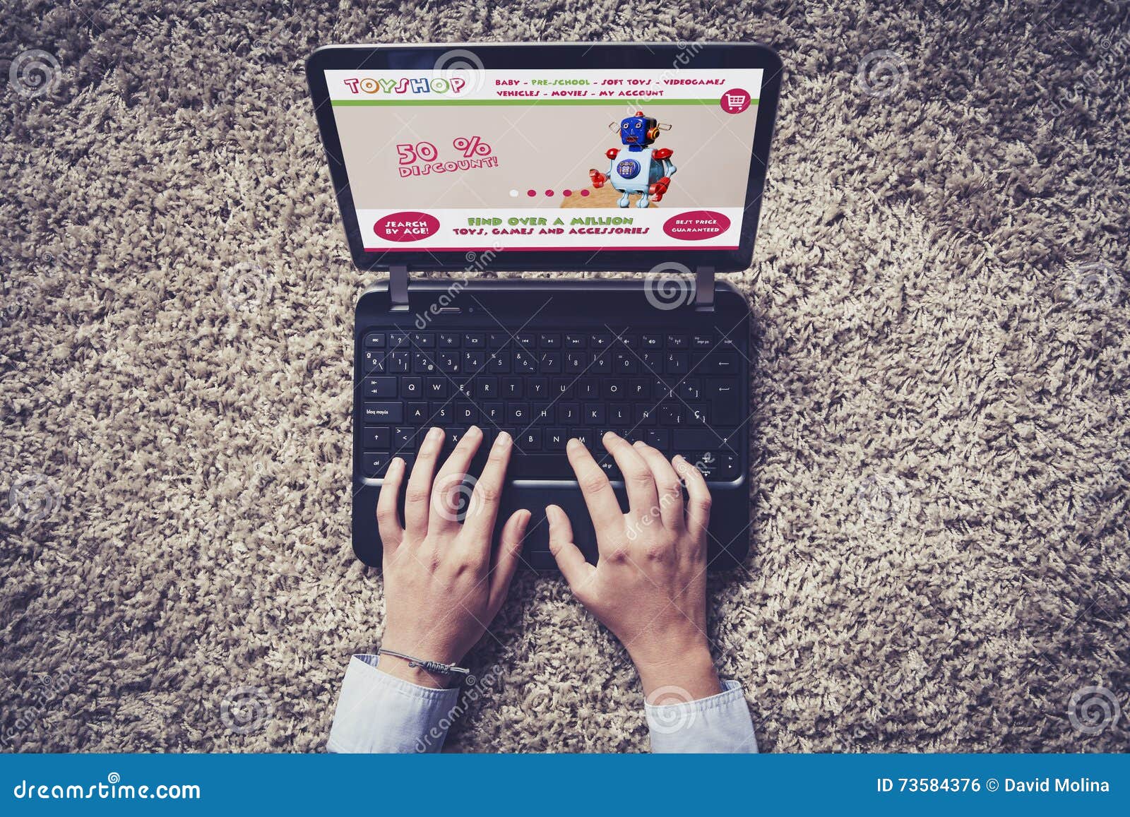 Internet Toy Shop in a Laptop Computer. Stock Photo Image of