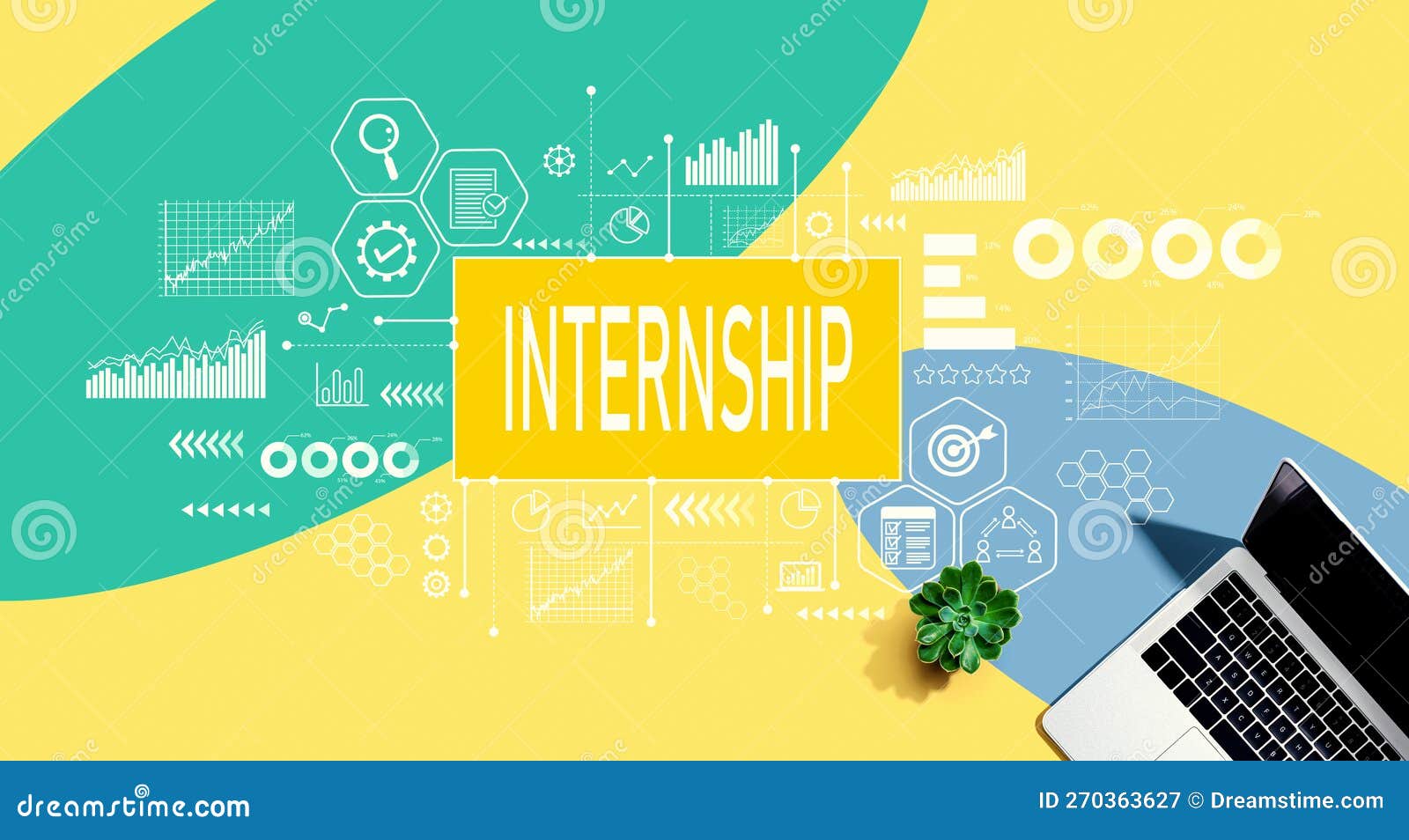 Internship Theme with a Laptop Computer Stock Illustration