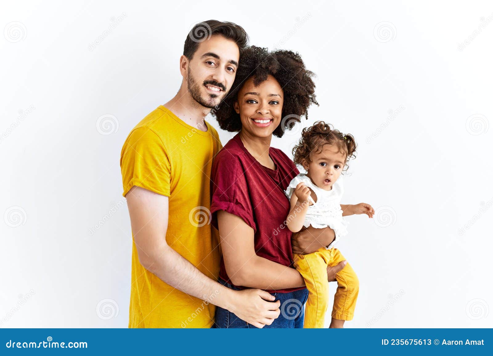 Interracial Young Family of Black Mother and Hispanic Father with Daughter  Looking To Side, Relax Profile Pose with Natural Face Stock Image - Image  of lateral, love: 235675613