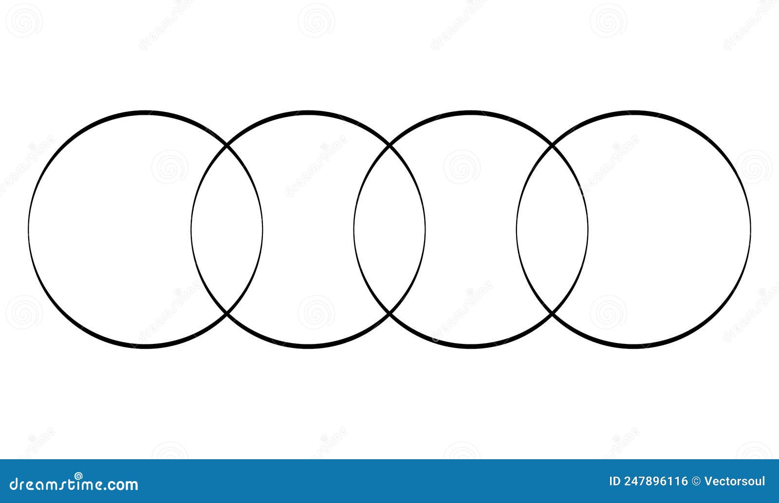 Intersecting, Overlapping Circles, Rings Element Stock Vector
