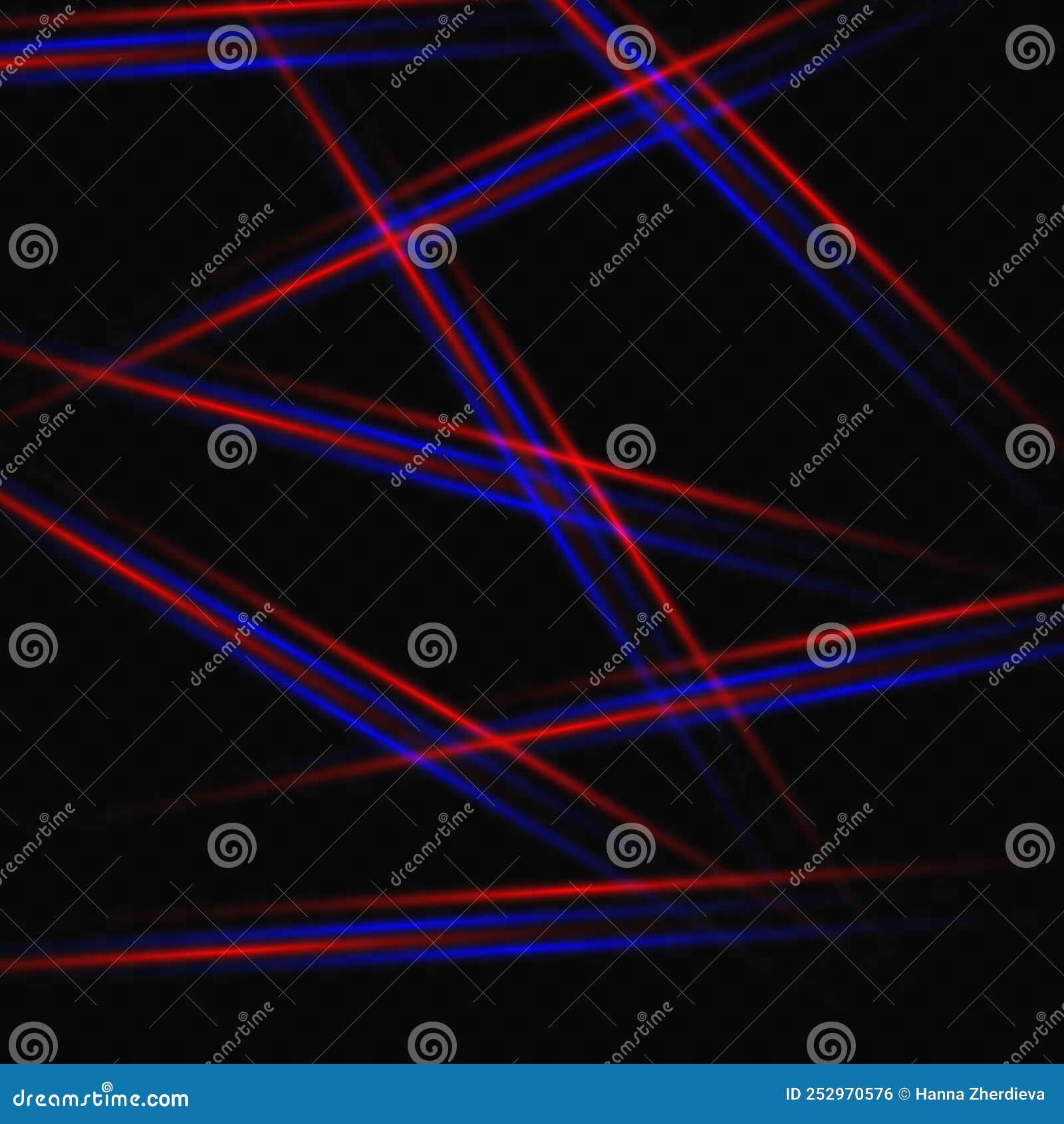The Intersection of Red and Blue Laser Lines, Bright Flashes Stock