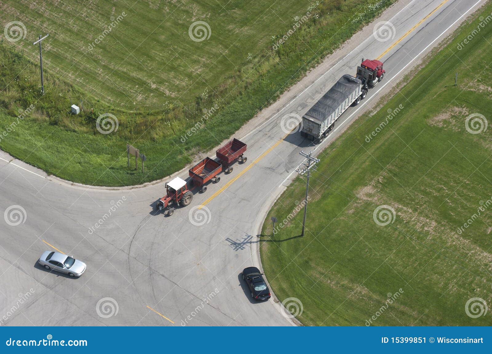 intersection traffic rural highway aerial view