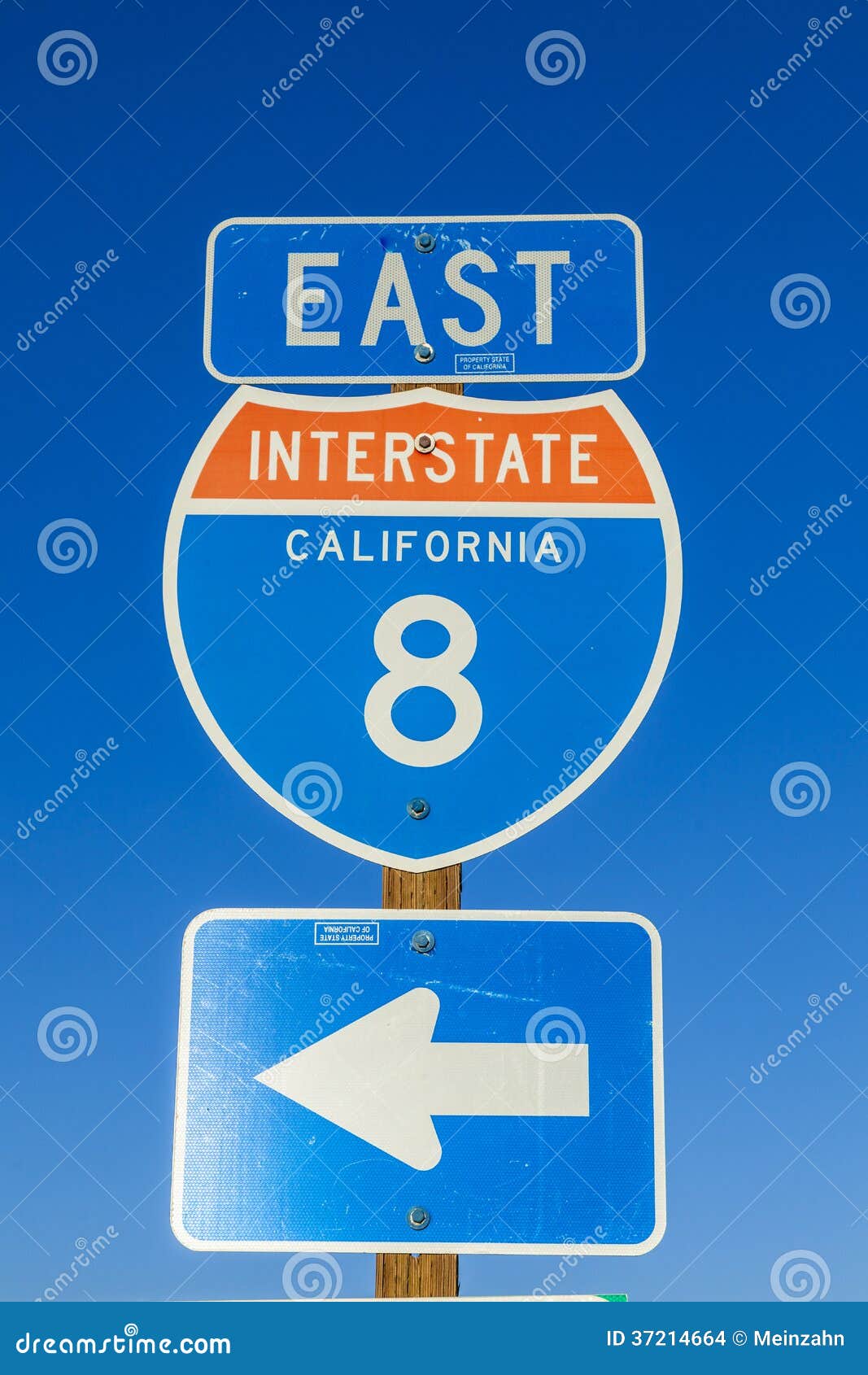 Interstate 8 Sign in California with Blue Sky Stock Photo Image of