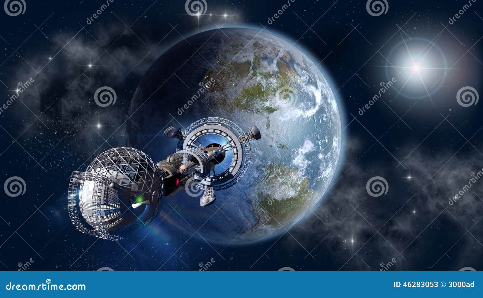 interstellar spaceship leaving earth