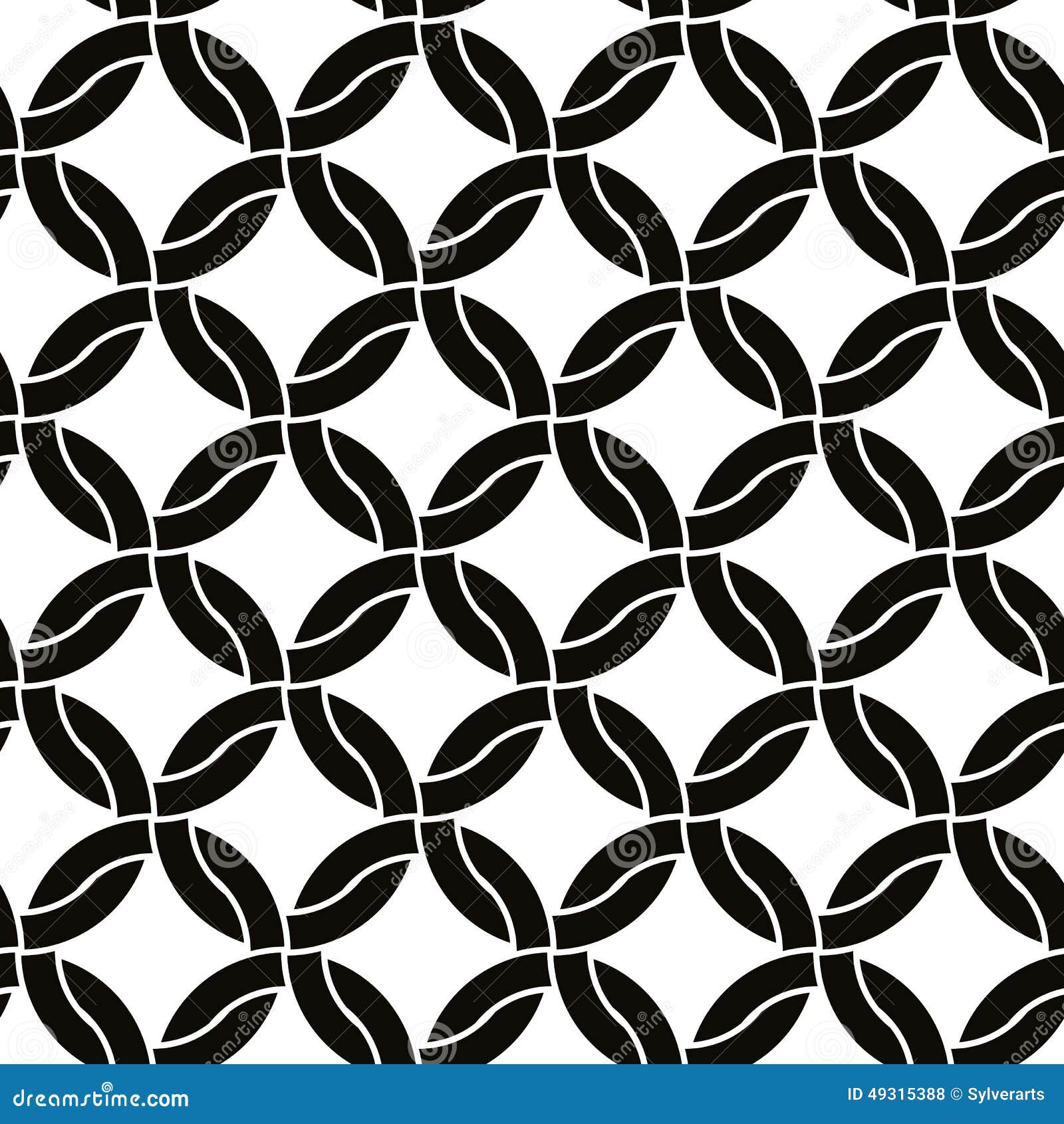 intertwine circles seamless pattern black white vector background round shapes lattice 49315388
