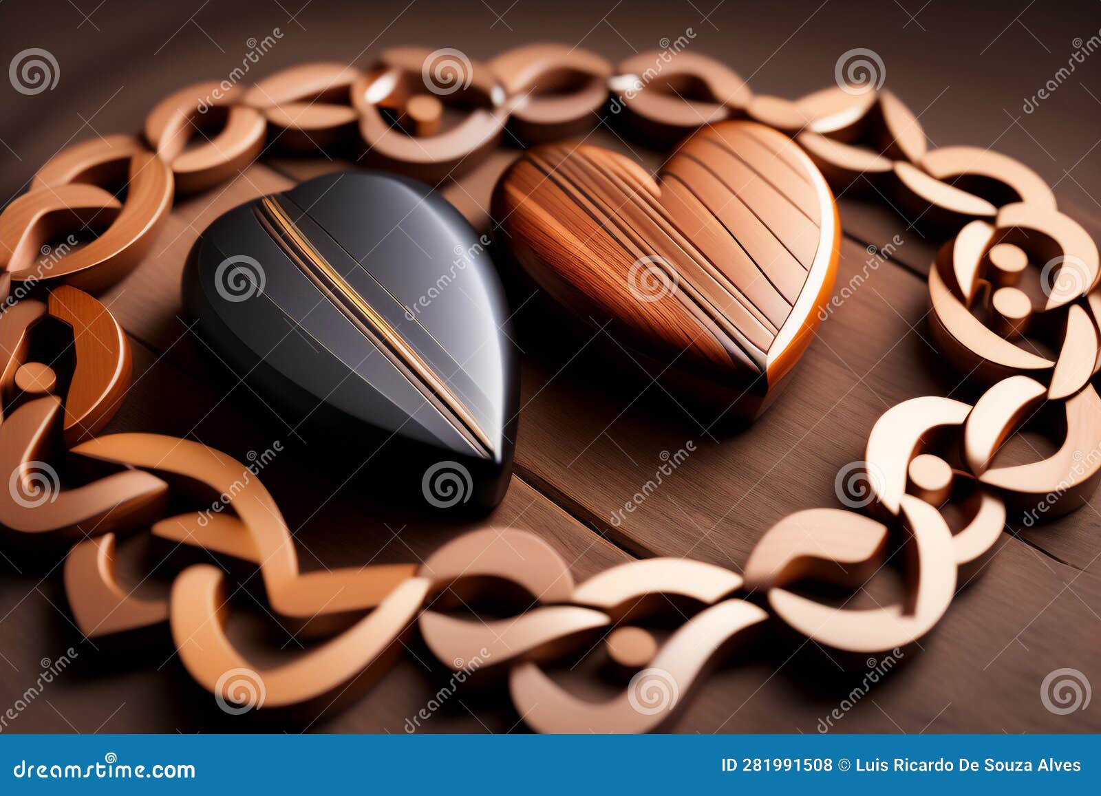 Intertwined Hearts Symbolizing Enduring Love between People. Generative