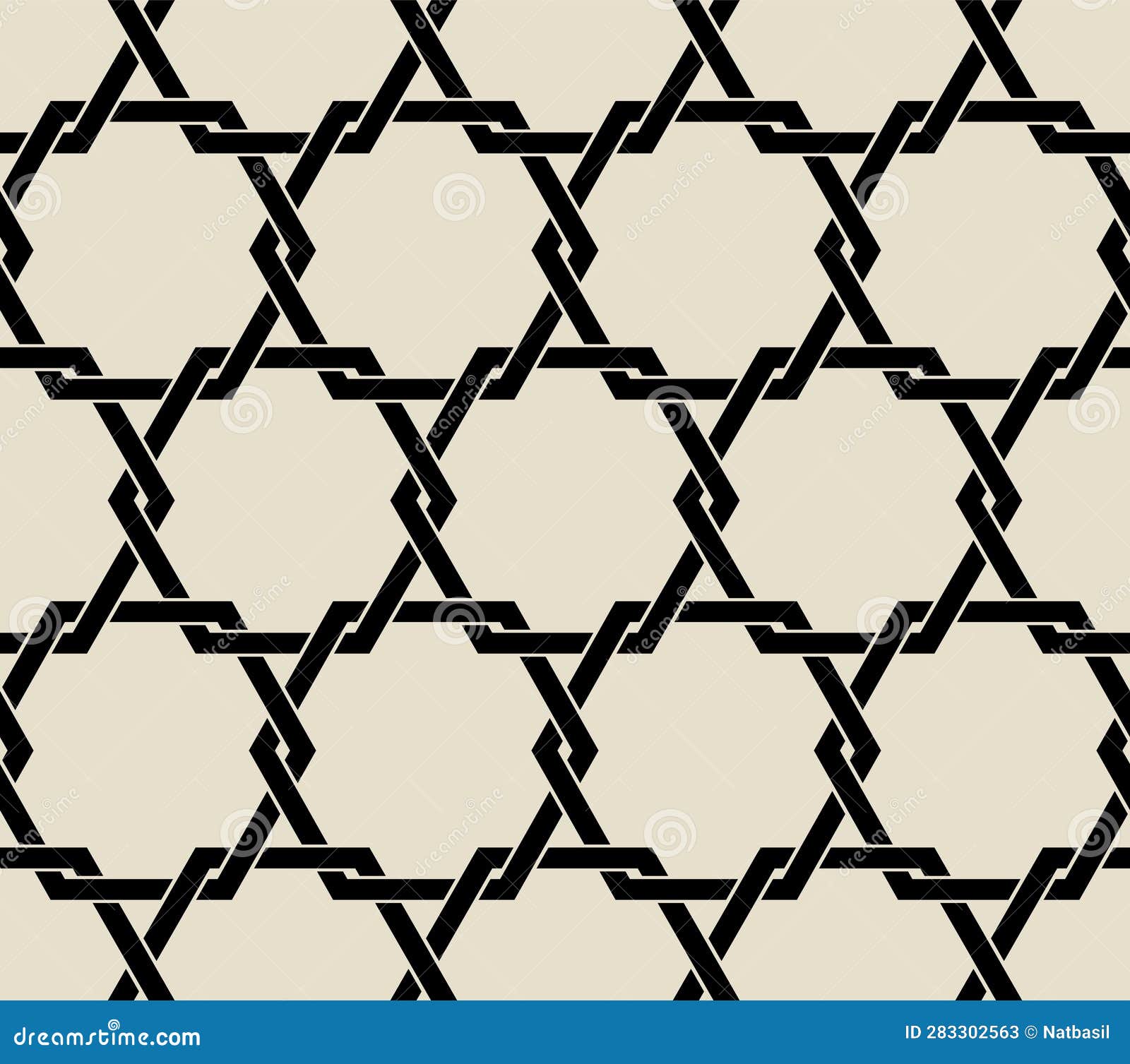 intertwining hexagons monochrome seamless pattern