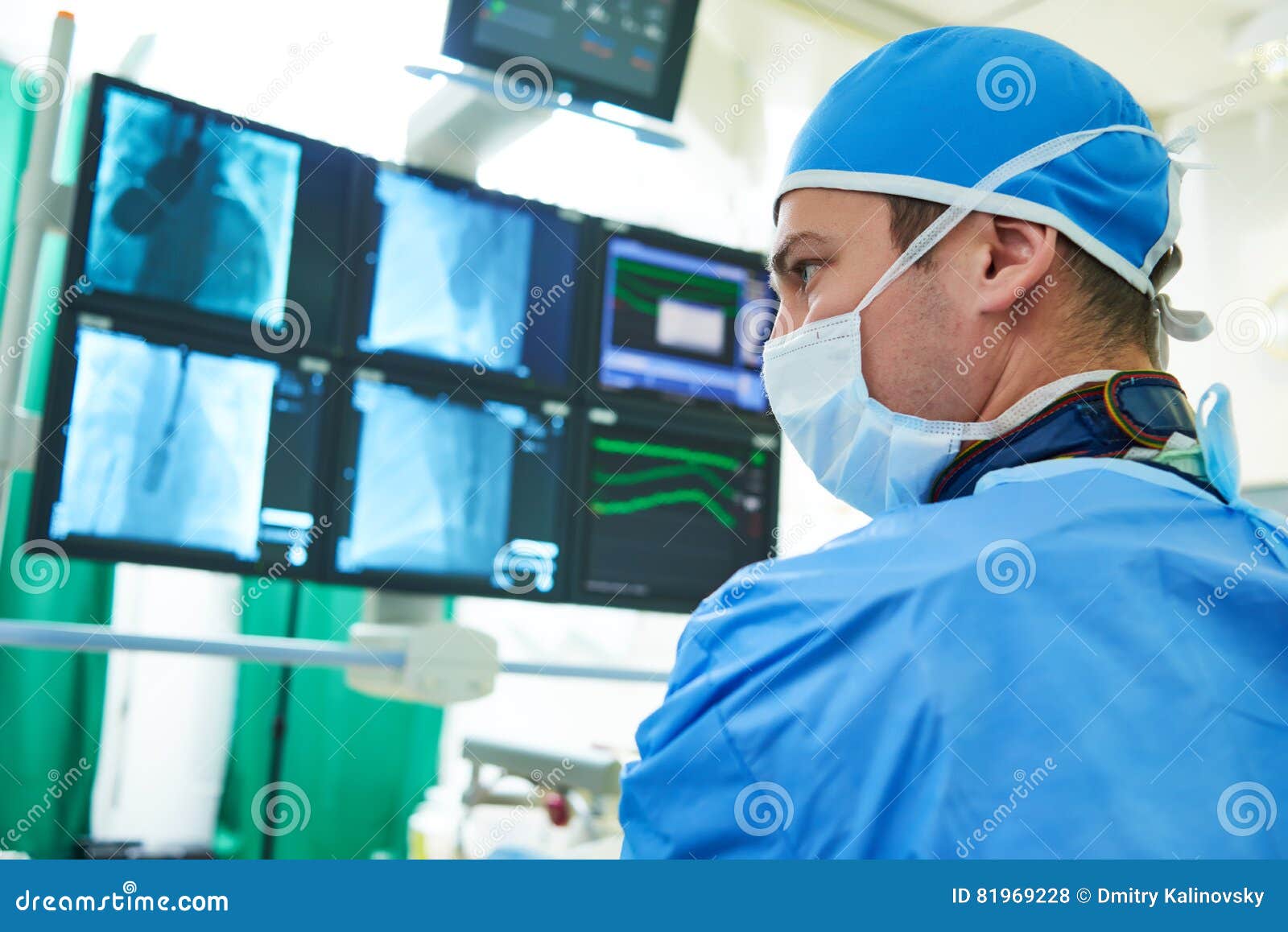 interventional cardiology. male surgeon doctor at operation