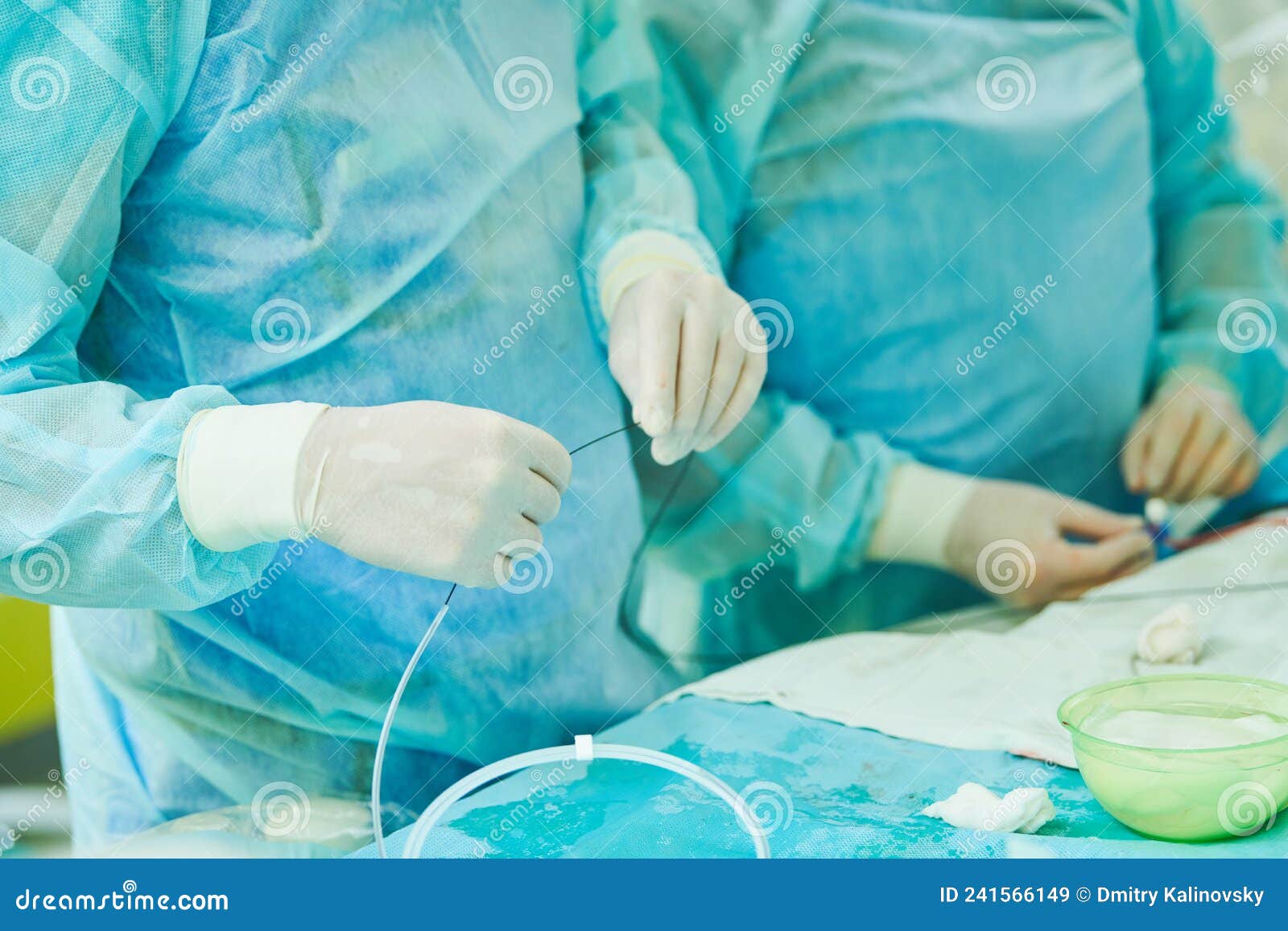 Interventional Radiology. Surgeon Radiologist at Operation during Catheter Based Treatment with