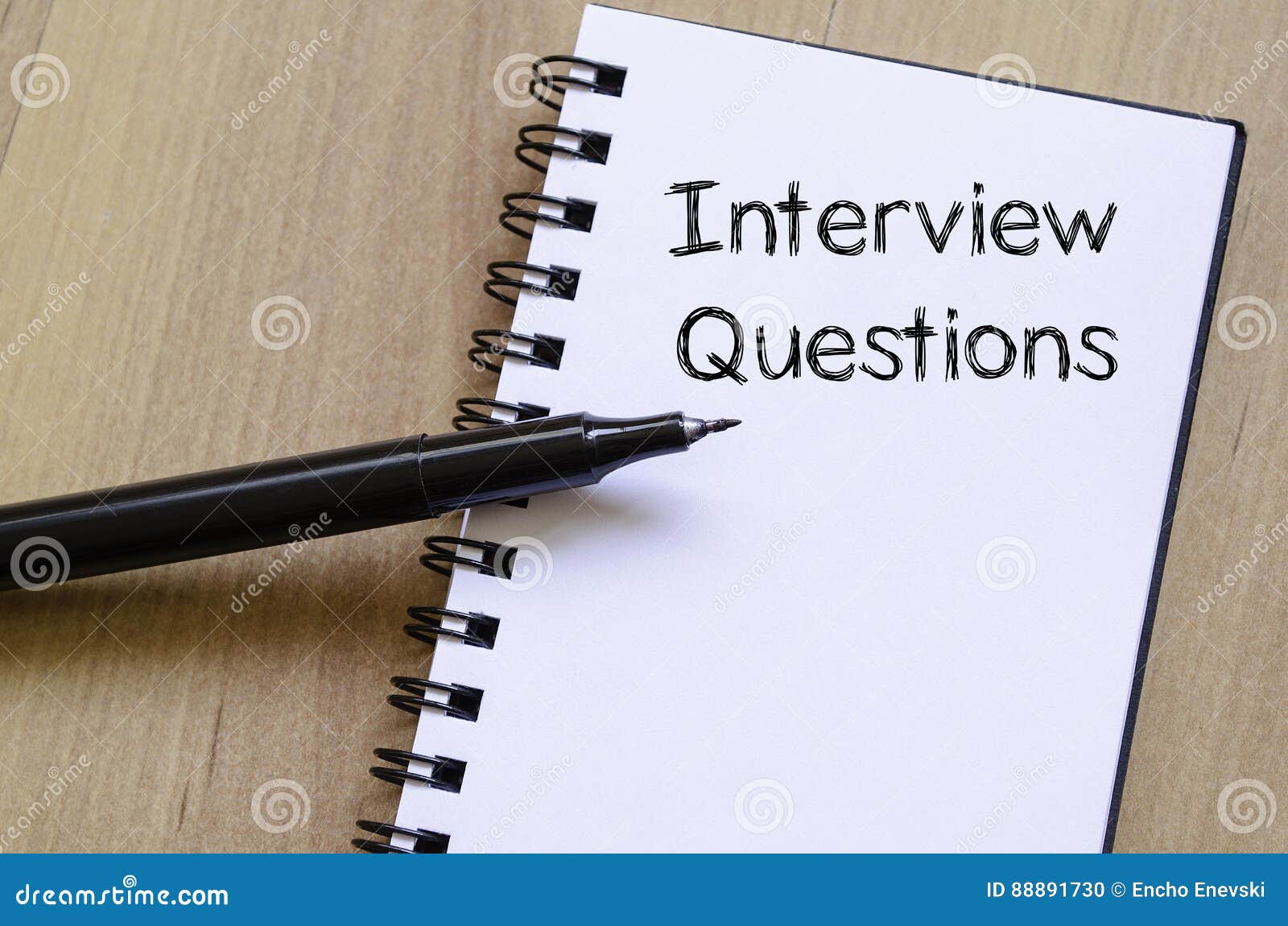 Interview Questions Write On Notebook Stock Photo - Image of