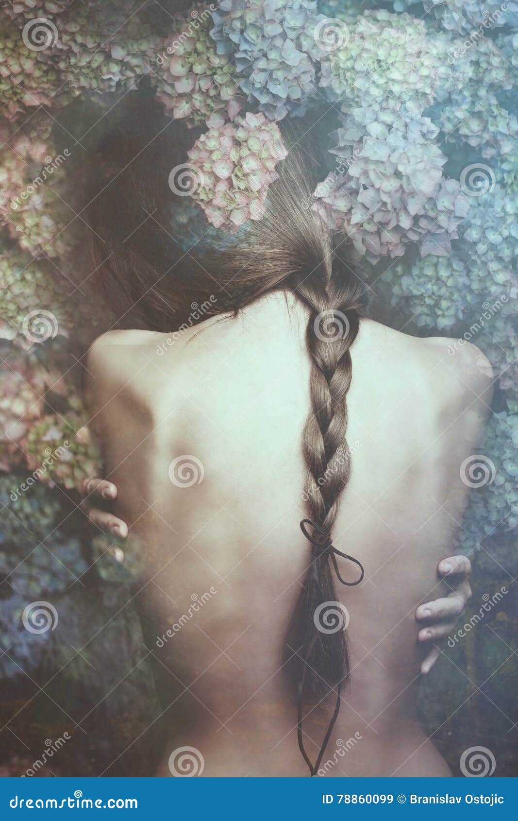 intimate woman portrait with flowers