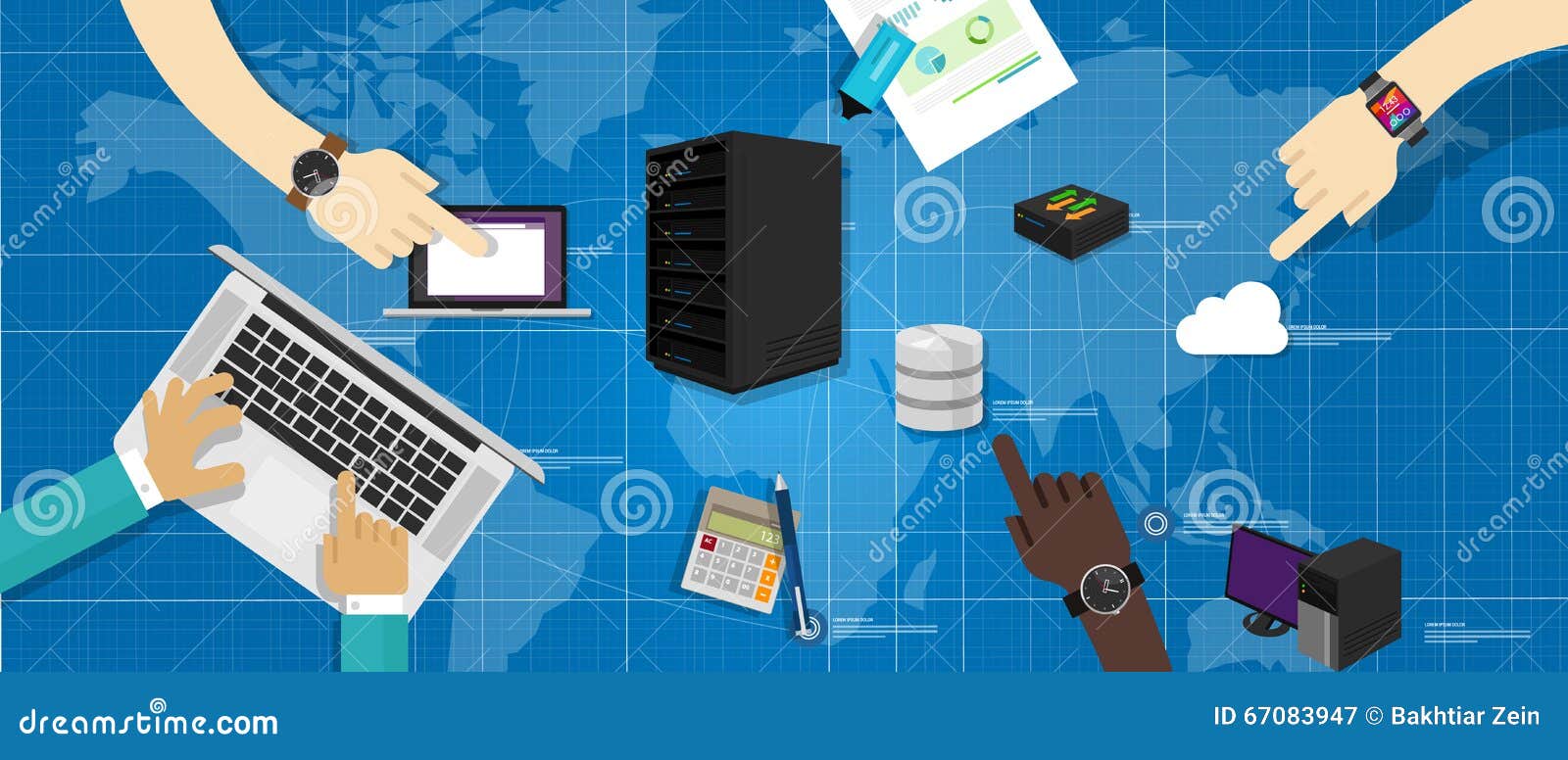 Intranet Network Server Database Router Cloud Internet ...