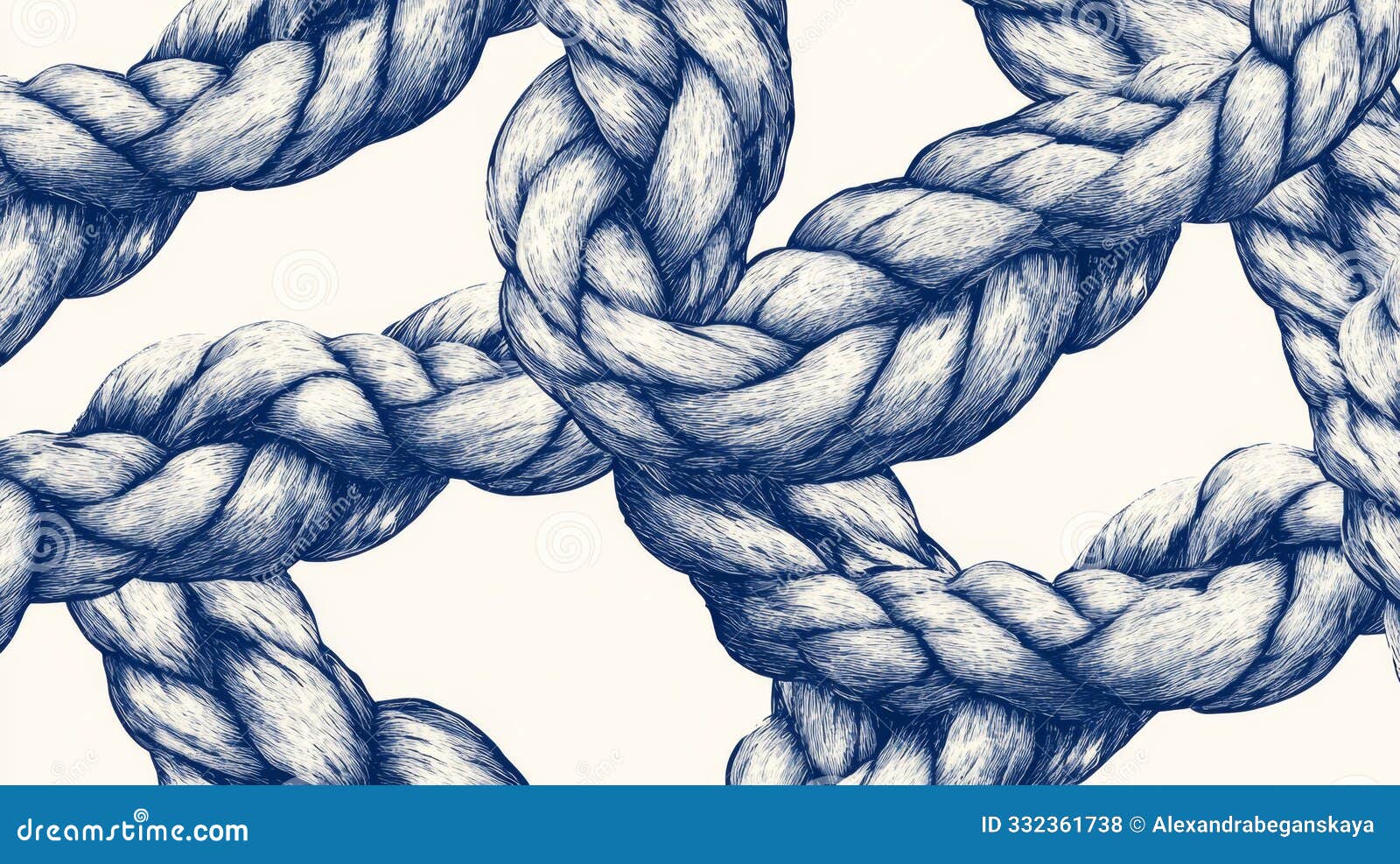 intricate blue rope knots  on white background