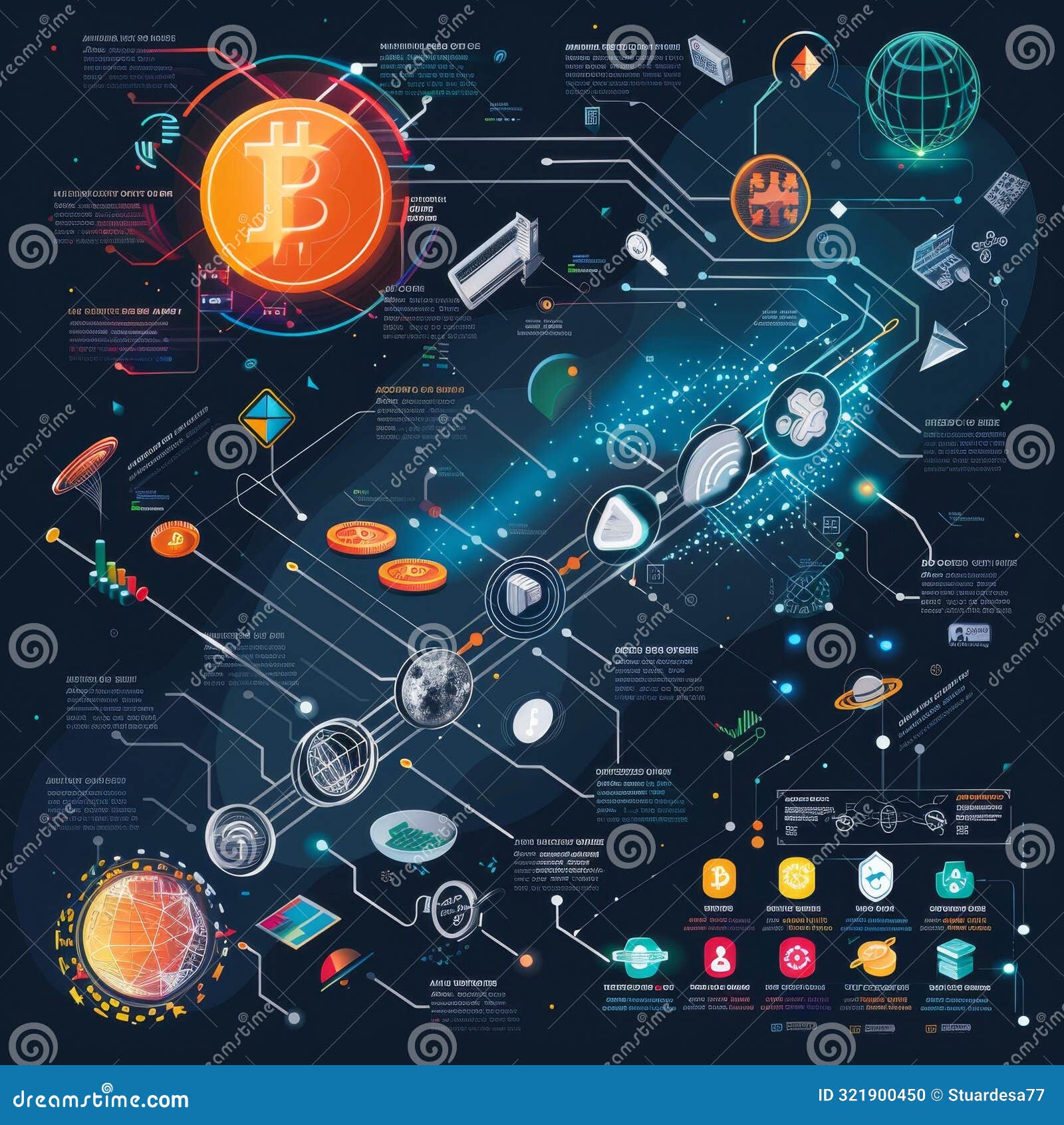 Intricate Cryptocurrency Network Illustration Stock Photo - Image of  symbols, digital: 321900450
