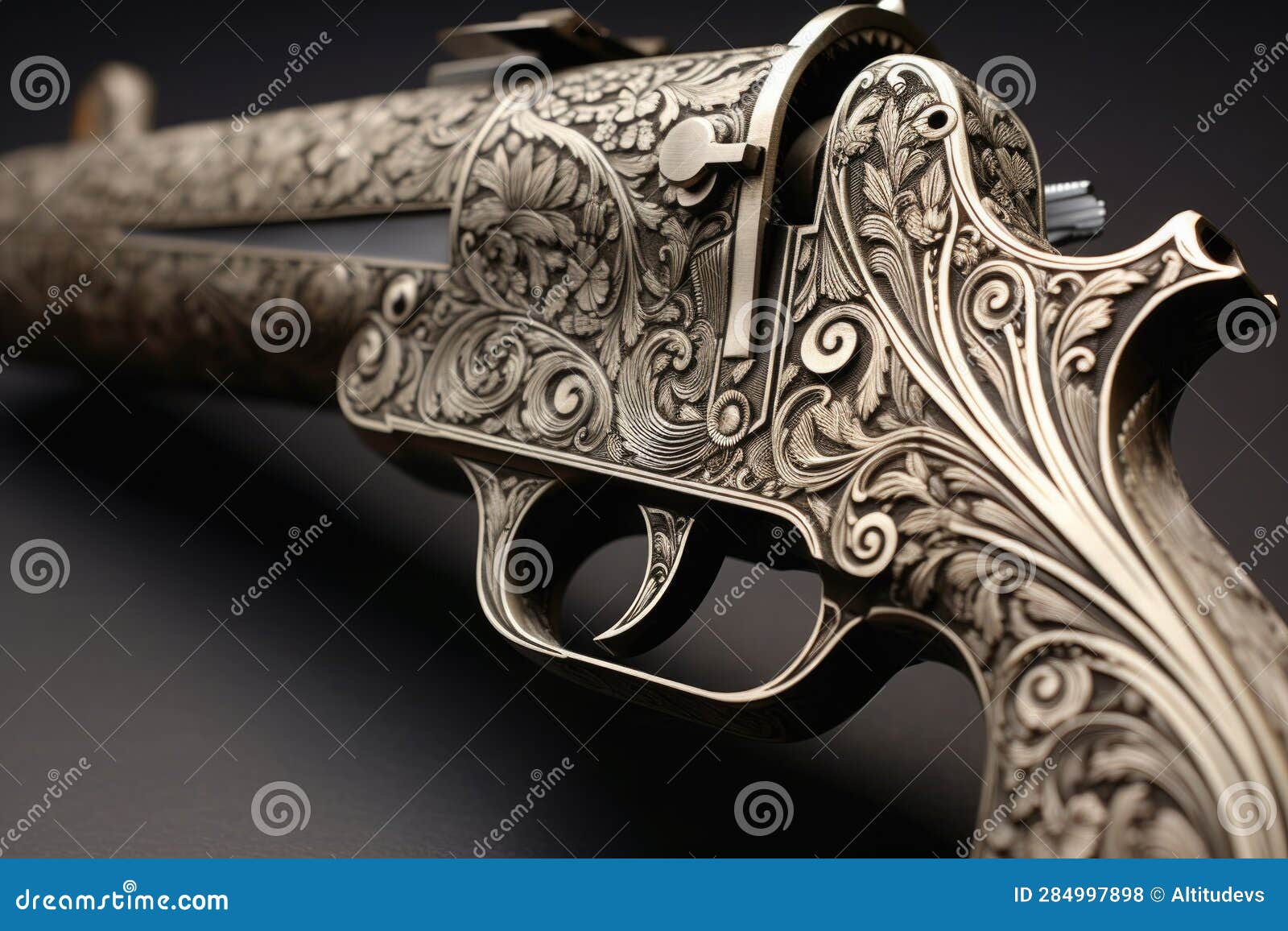 Intricate Firearm Engraving Tools and Samples Stock Illustration