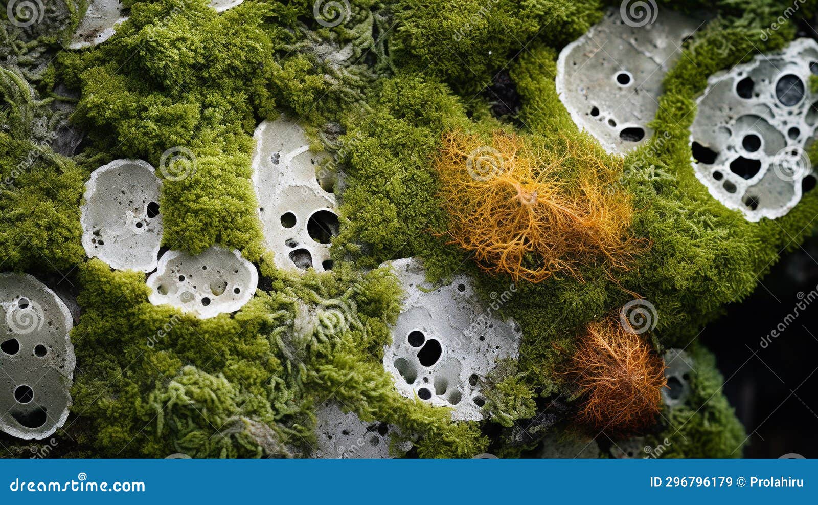intricate moss and lichen patterns on forest rocks