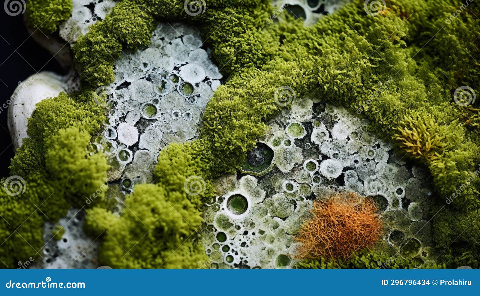 intricate moss and lichen patterns on forest rocks