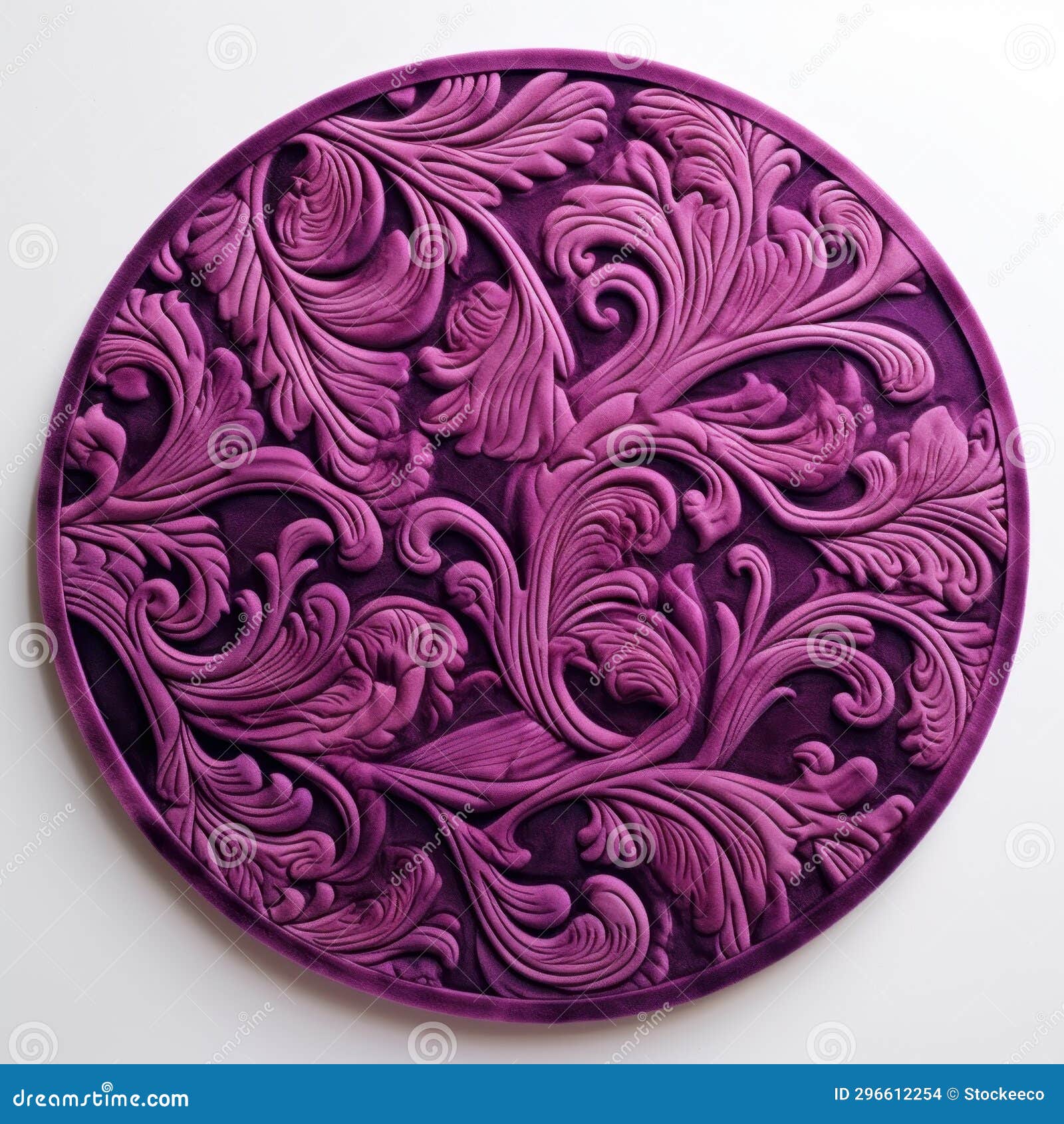 intricate relief sculpture plate with baroque ornamental flourishes