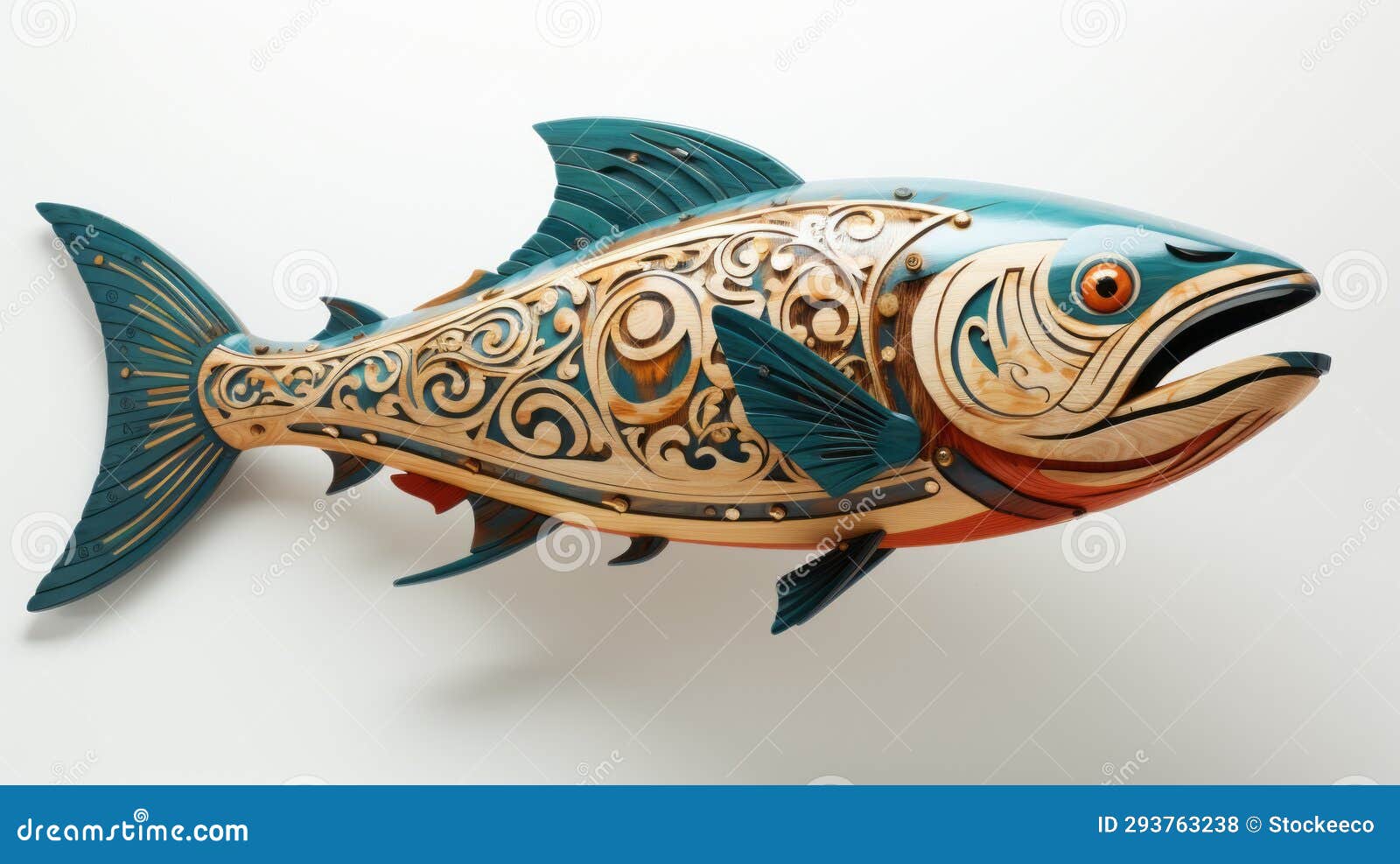 Intricate Wooden Fish: a Fusion of Maori Art and Futurist Precision Stock  Illustration - Illustration of bizarre, wood: 293763238