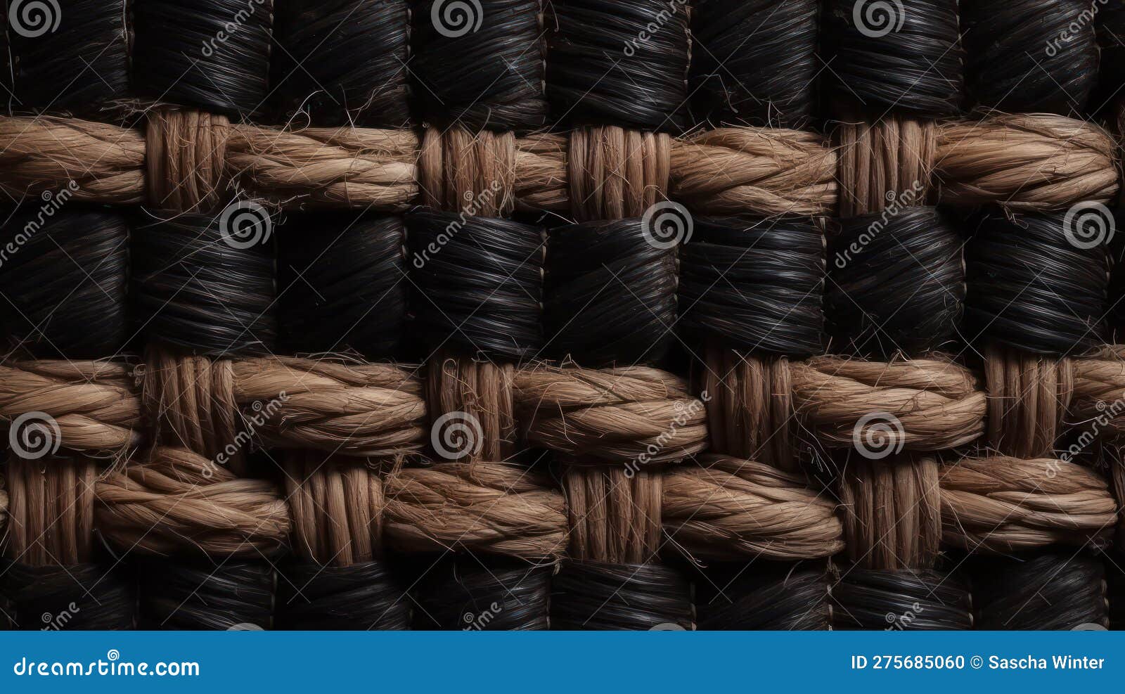 intricate woven textures: macro view of black straw material