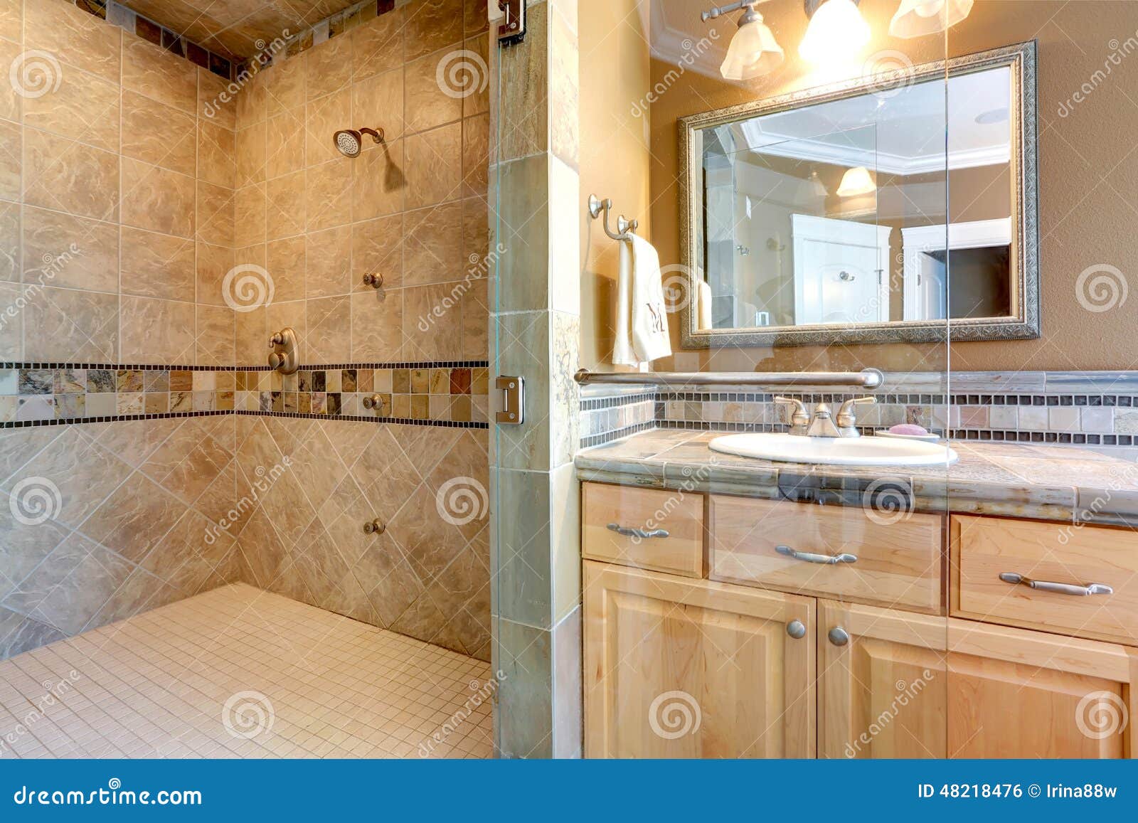 Intérieur De Luxe De Salle De Bains Avec La Douche Photo stock Image