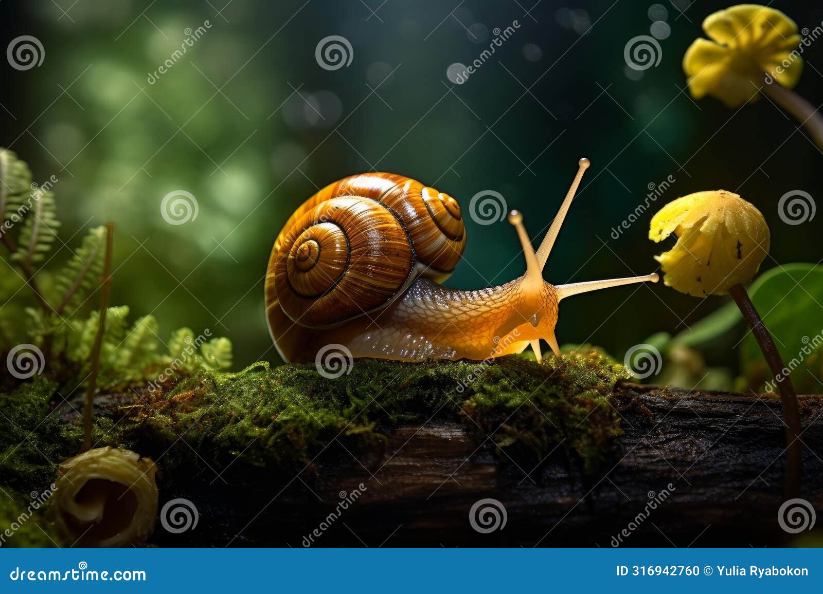 intriguing nature snail on tree. generate ai