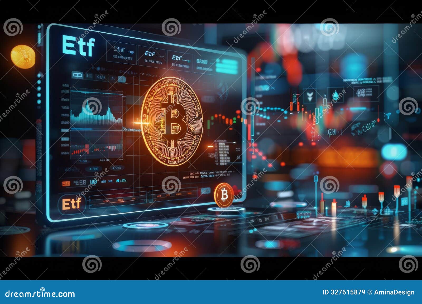 Introducing a Novel Trading Concept for Cryptocurrency ETF with a Prominent Bitcoin  Symbol Stock Image - Image of market, financial: 327615879
