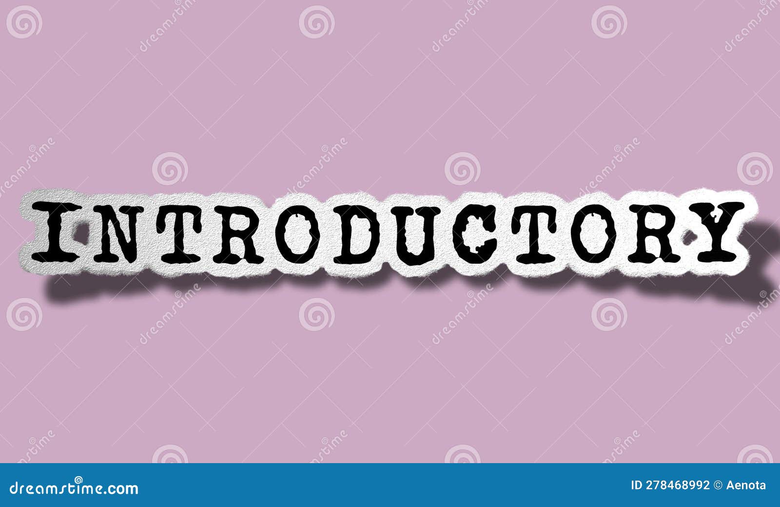 introductory - flat tattered paper word on beige background