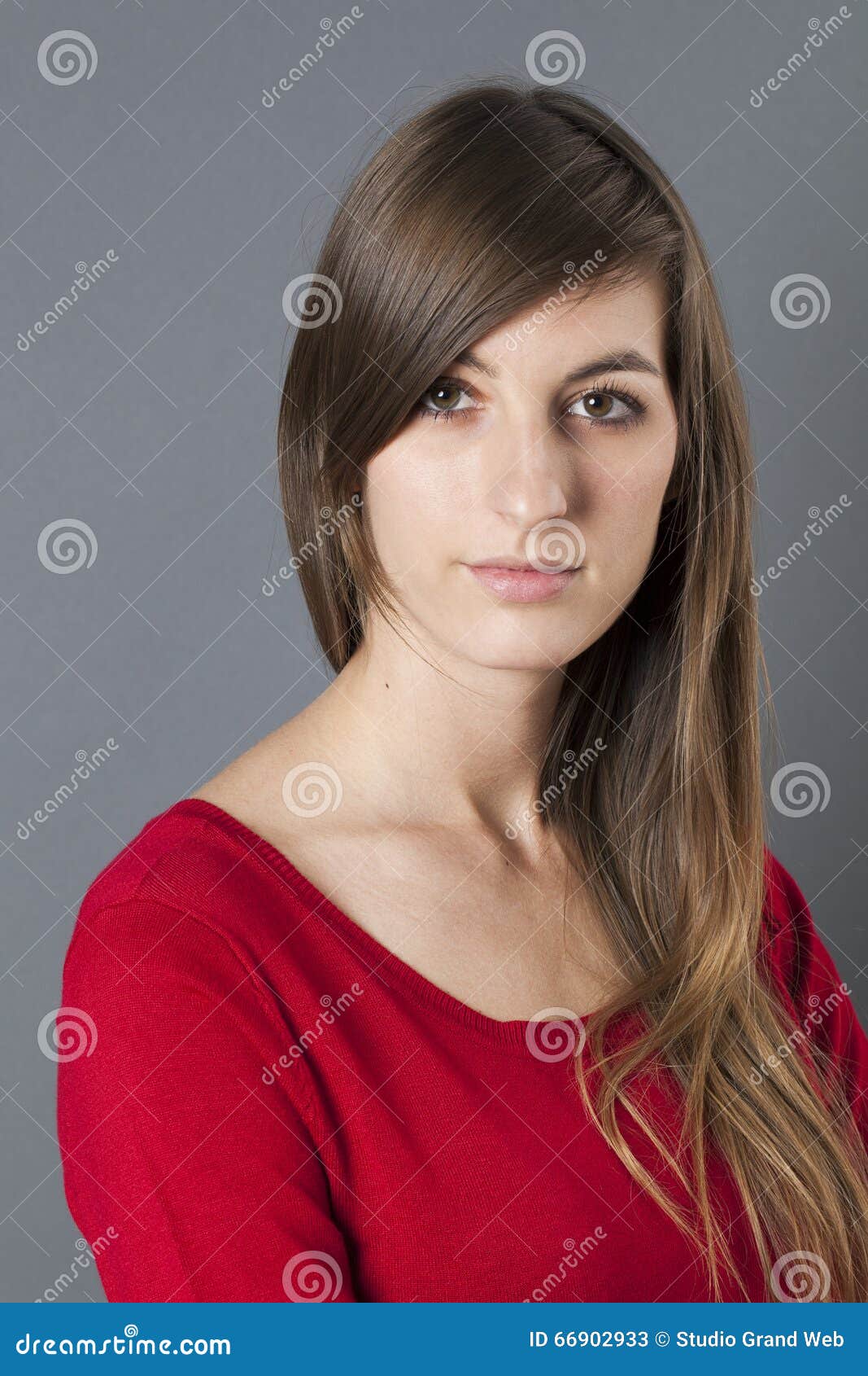 introvert 20s woman with long hair expressing shyness