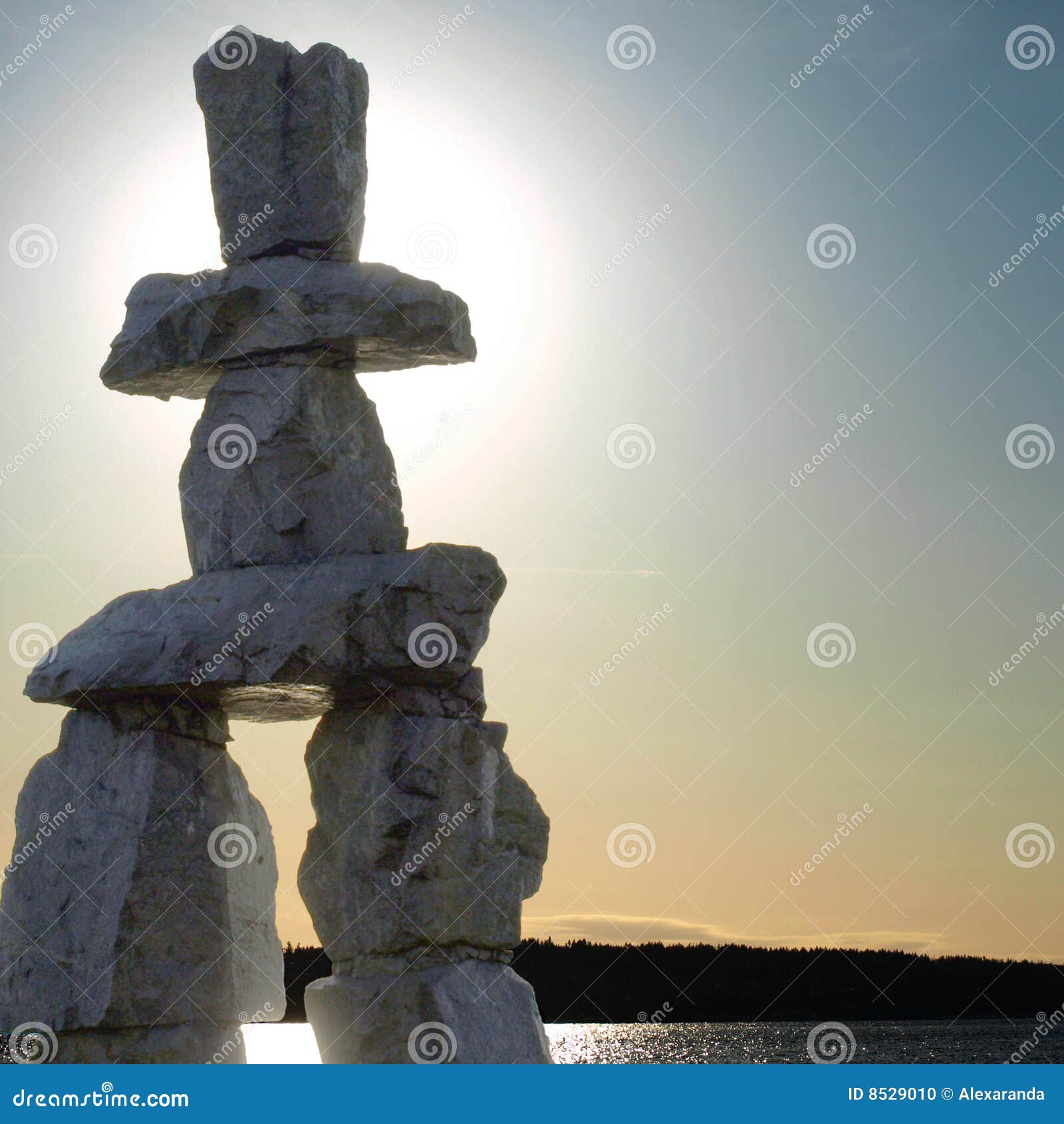 Inukshuk landmark at dusk stock photo. Image of canada 8529010