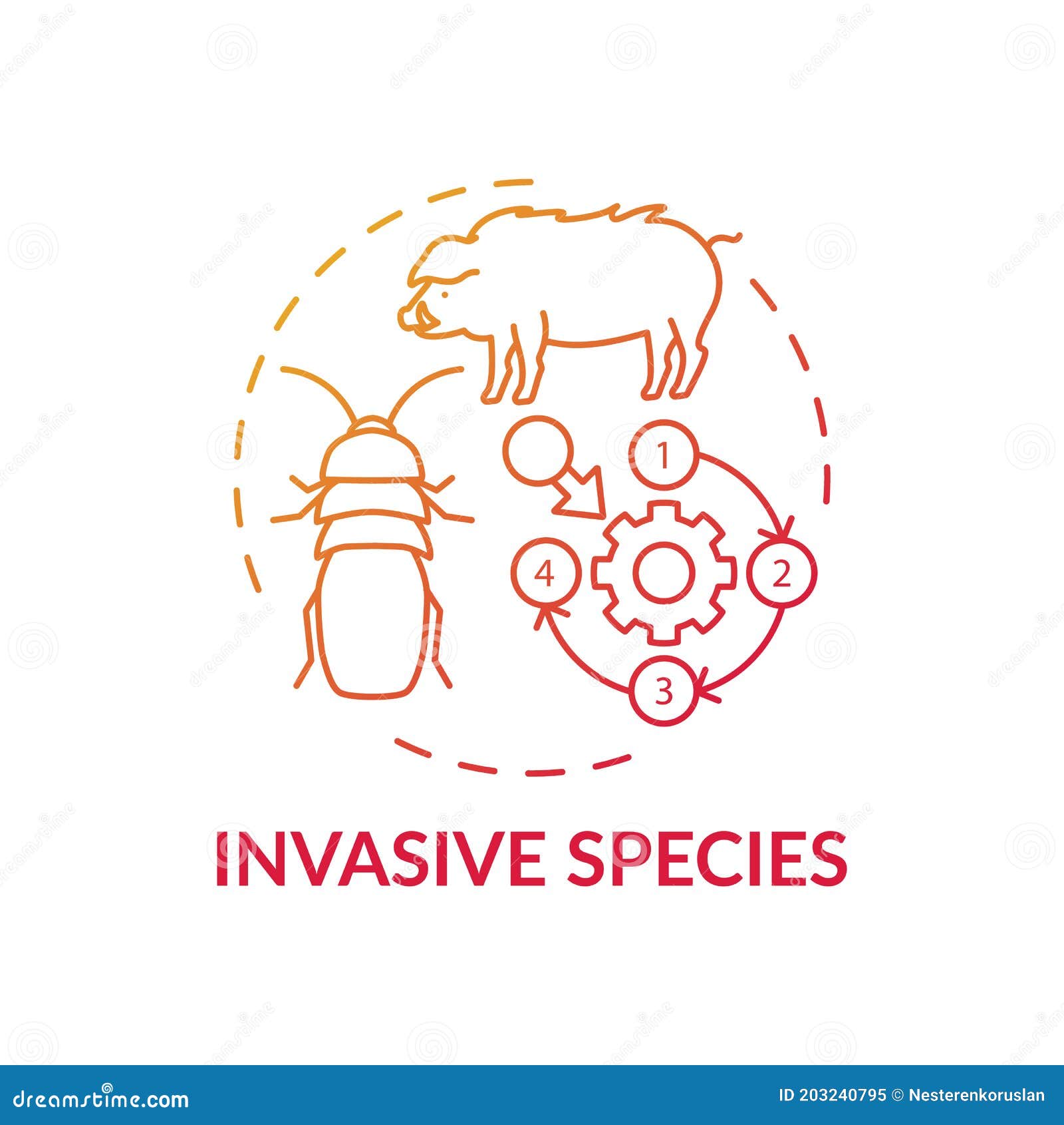 Invasive Species Red Gradient Concept Icon Stock Vector - Illustration