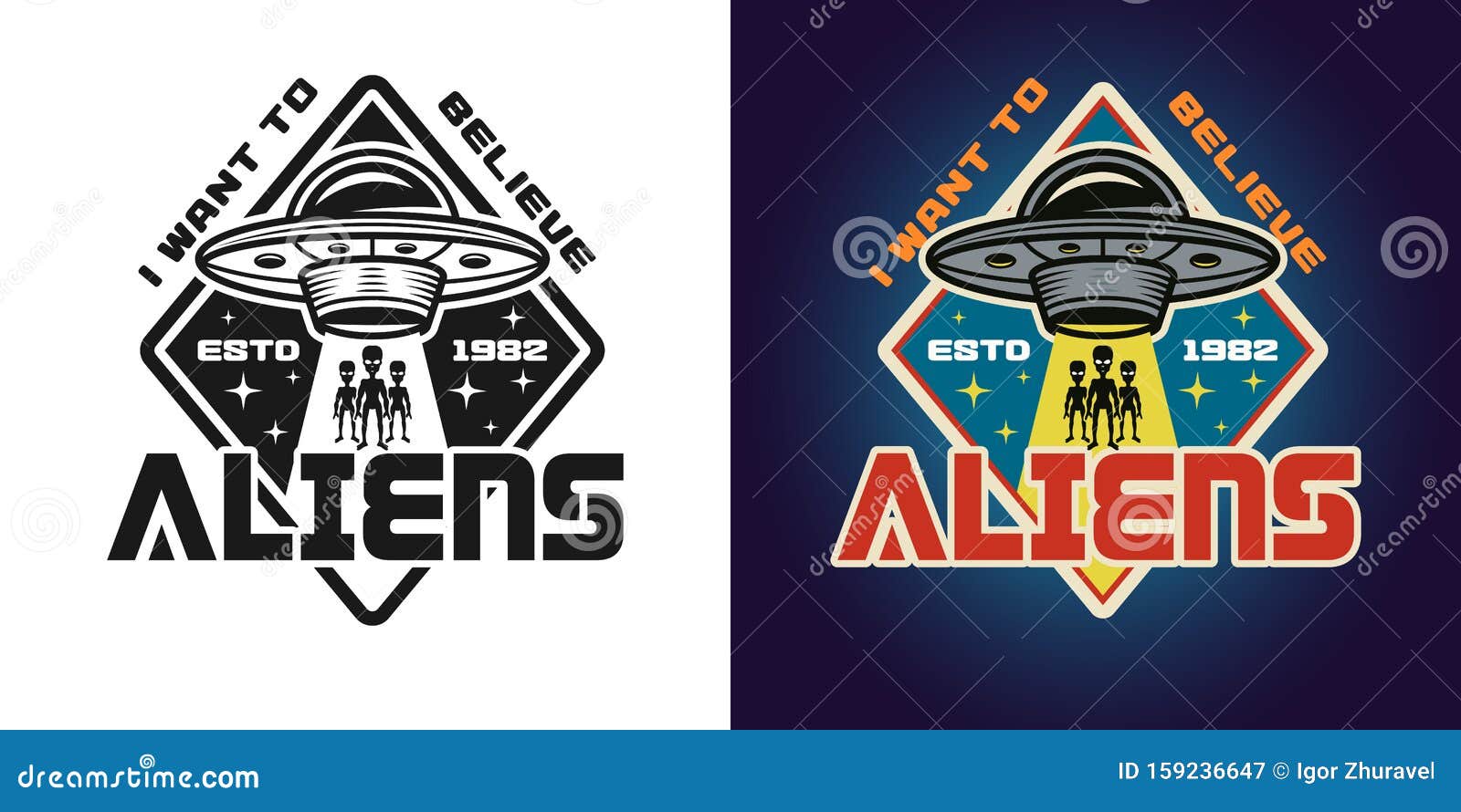conjunto de logotipo de grandes alienígenas. dia ufo. emblemas