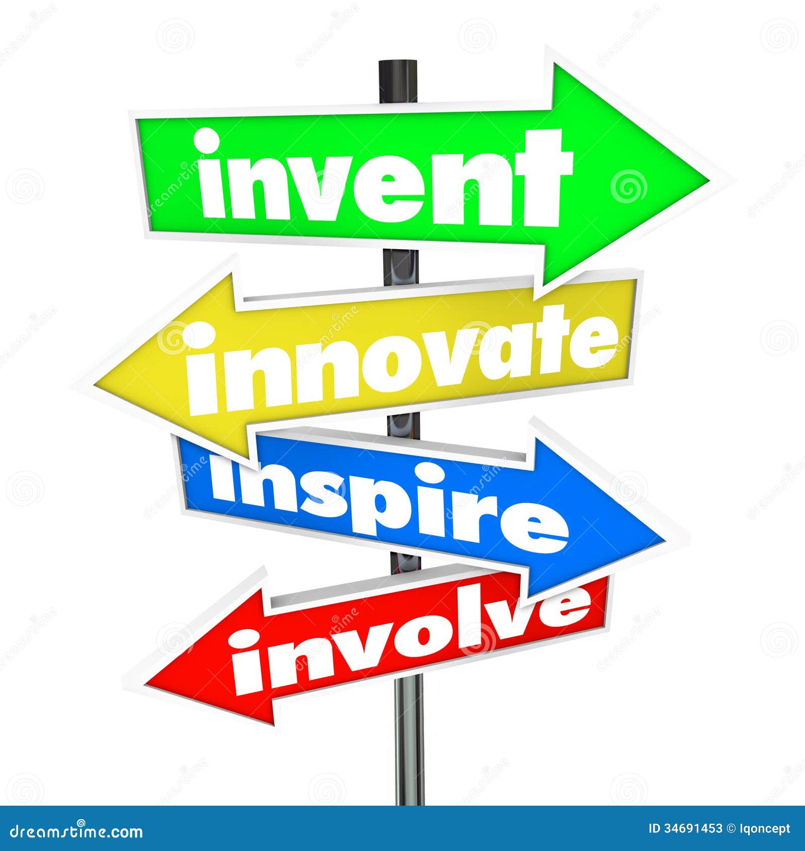 invent innovate inspire involve road arrow signs