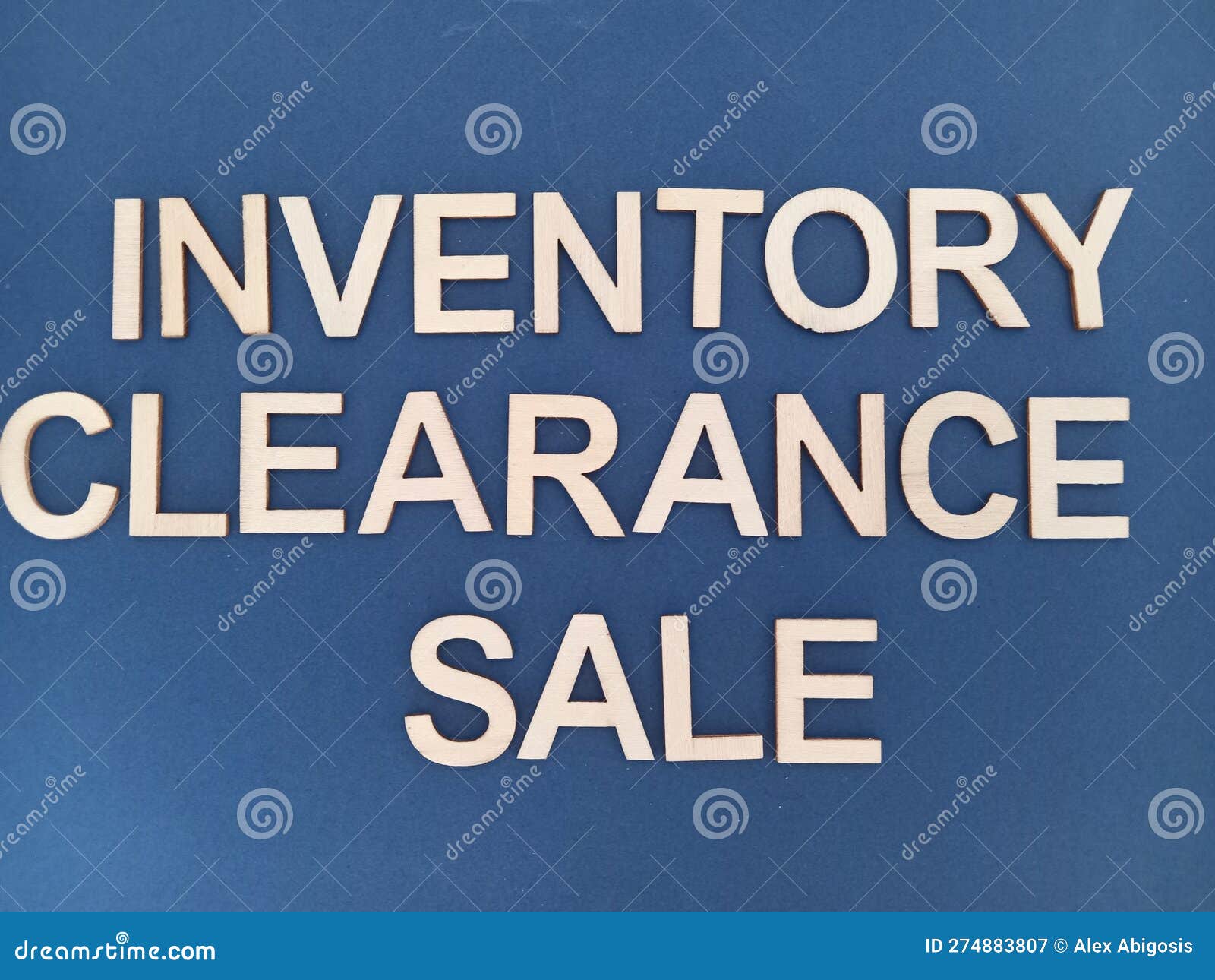 Inventory Clearance Sale Sign on a Blue Background Stock Image Image