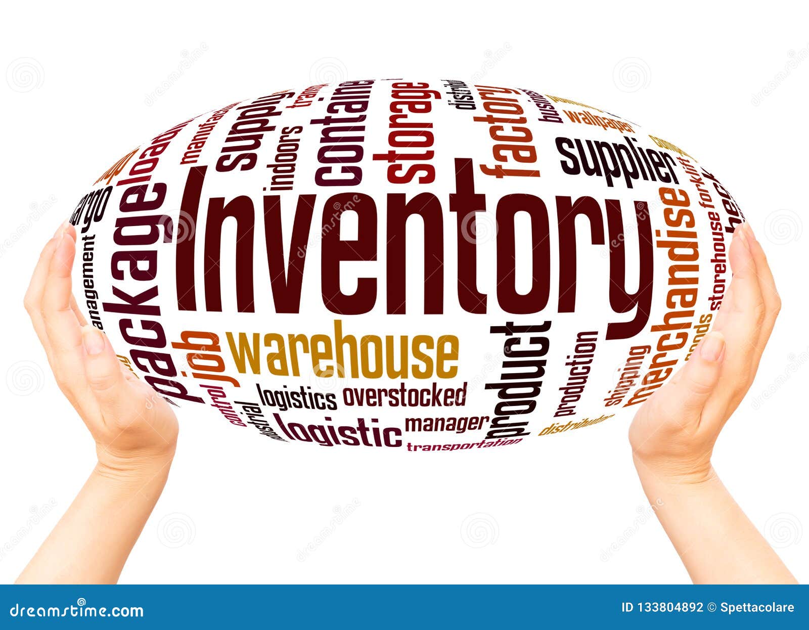 Inventory Word Cloud Hand Sphere Concept Stock Illustration