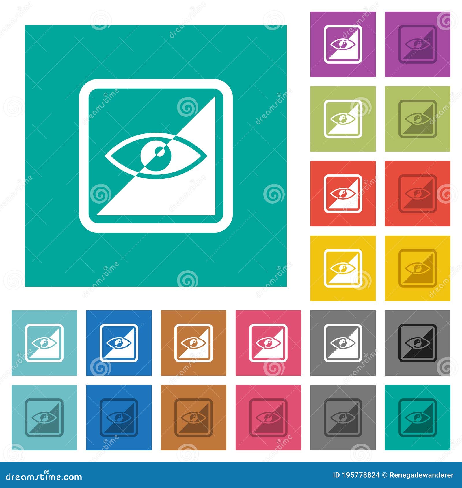 invert object square flat multi colored icons