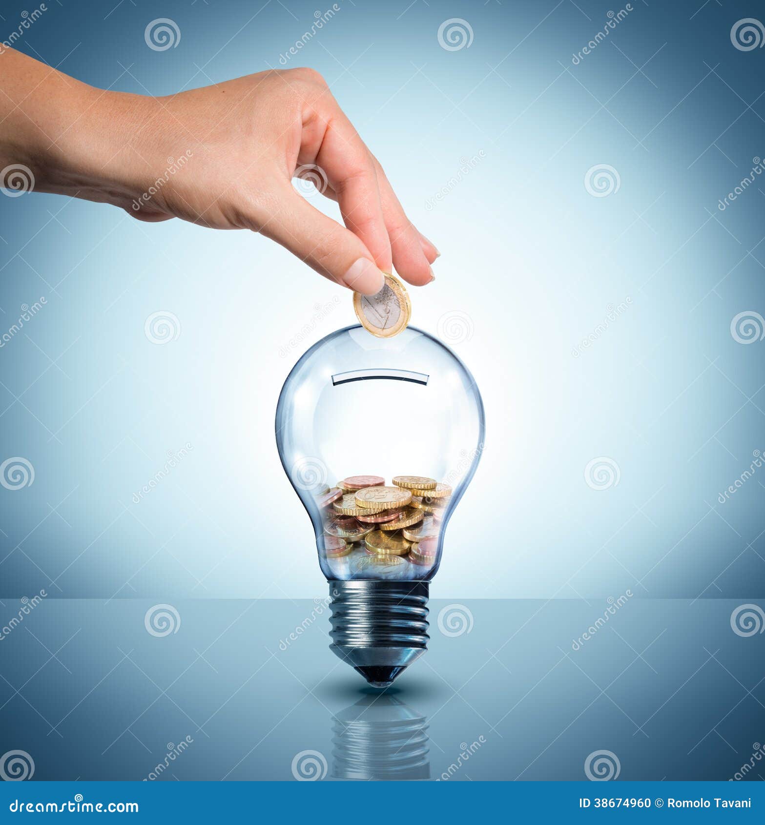 invest to energy concept - euro in bulb