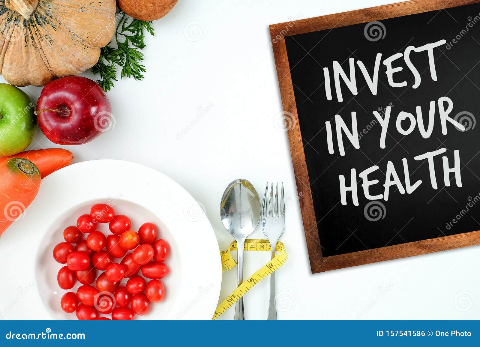 Invest In Your Health Healthy Lifestyle Concept With Diet And Fitness