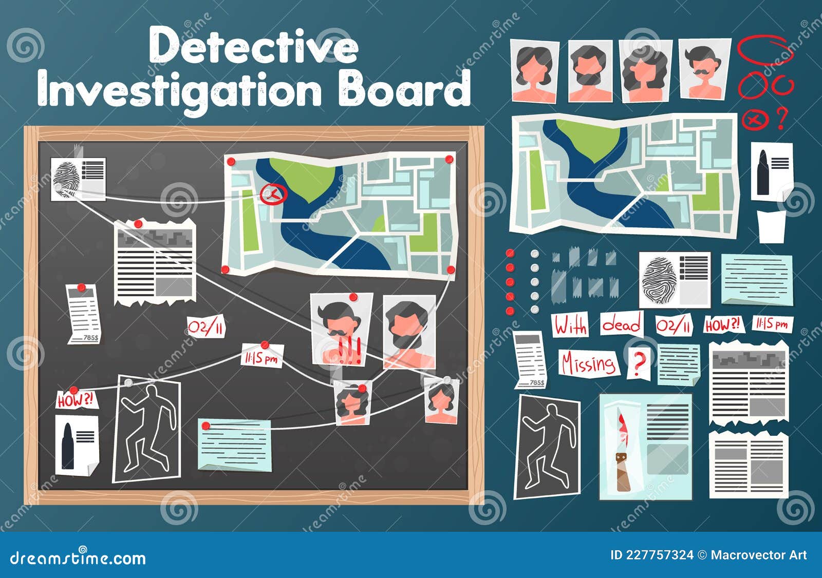 Investigation Board Detective Set Stock Vector Illustration of Investigation Board Detective Set Stock Vector Illustration of