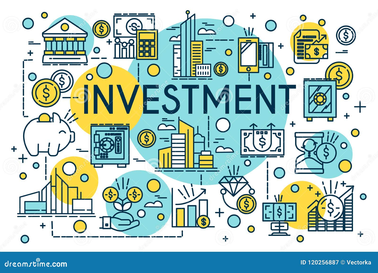 Investment Concept Thin Line Style. Business, Management, Financial