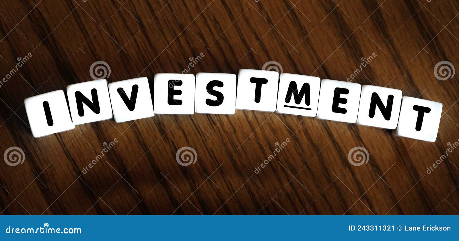 Investment Wealth Spelled with Letters Dice Representing Savings Stock ...