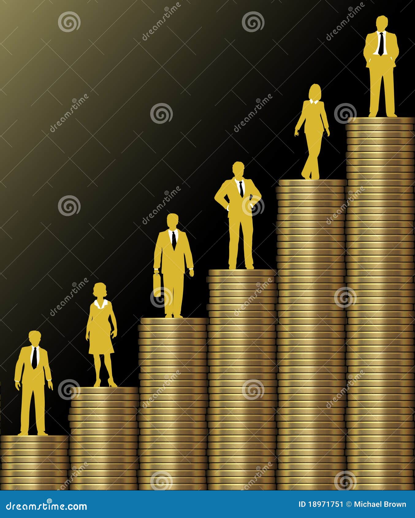 Investors Grow Wealth on Gold Coin Stack Chart Stock Illustration