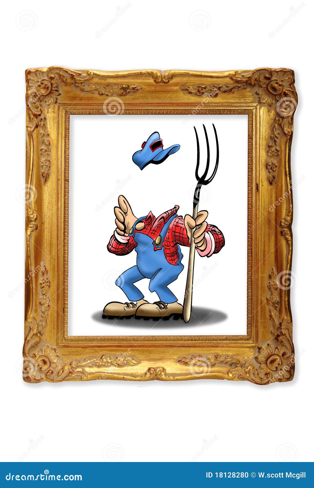 Invisible Farmer in Gold Frame Stock Photo Image of goldleaf, plaid