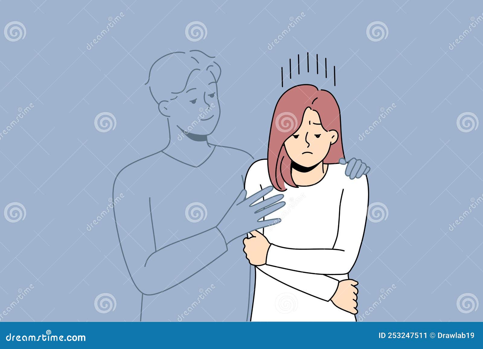 Invisible Man Hugging Sad Woman Stock Vector - Illustration of drawing ...