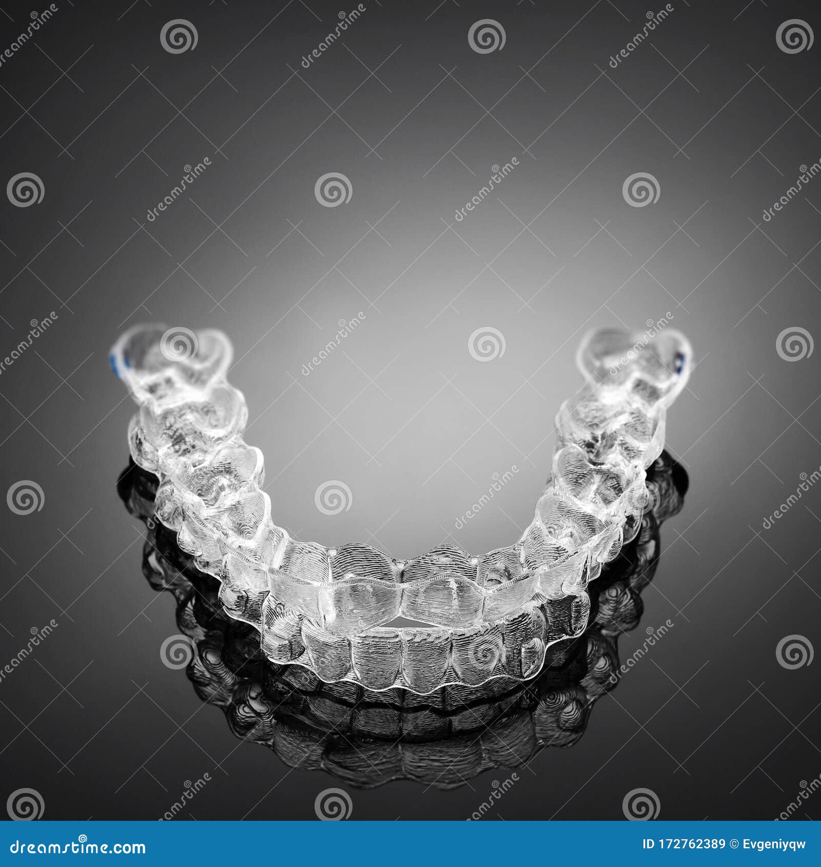 Invisible Orthodontics Cosmetic Brackets on Gradient Background, Tooth