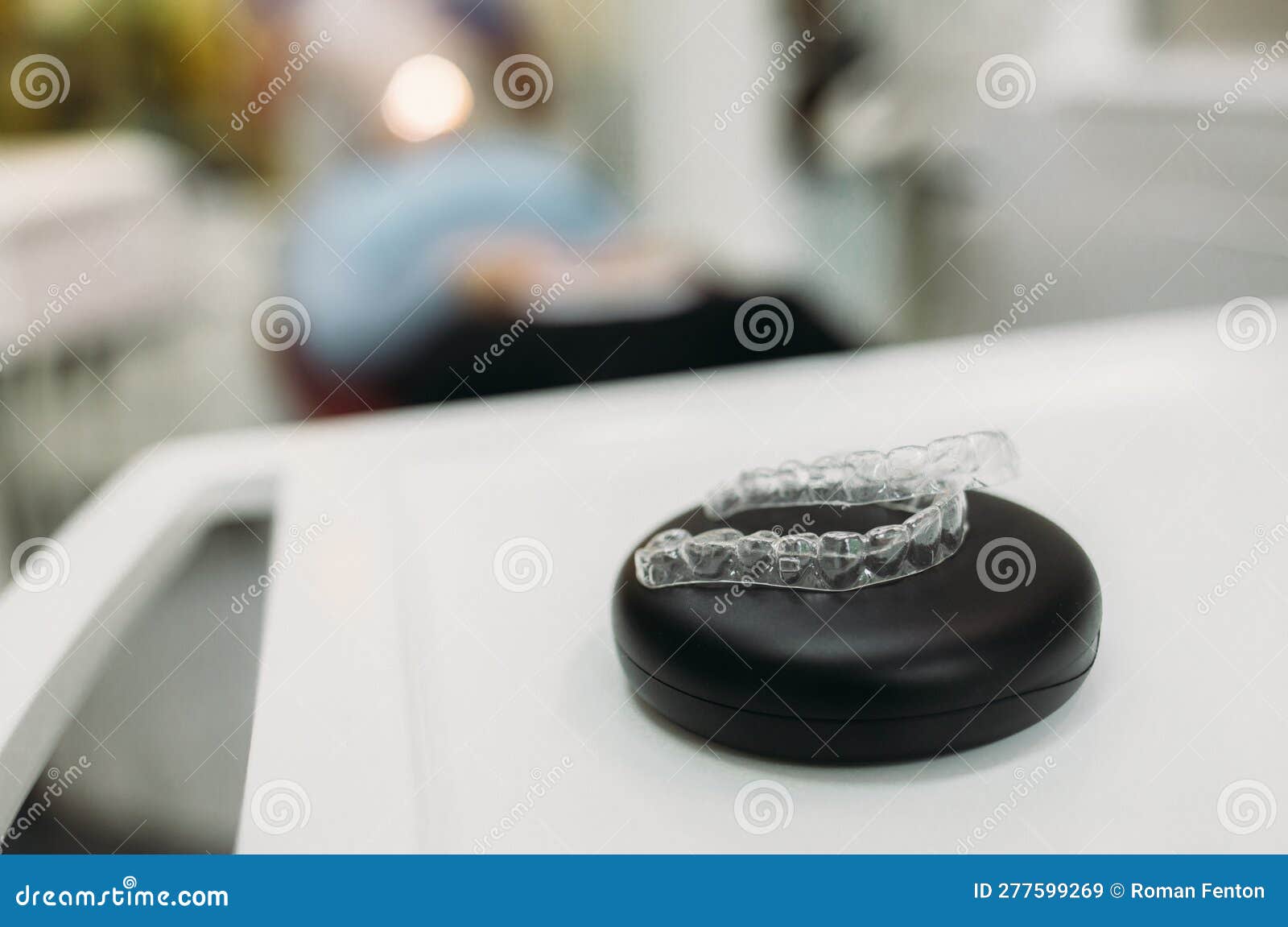 Invisible Orthodontics Cosmetic Brackets on Gradient Background, Tooth