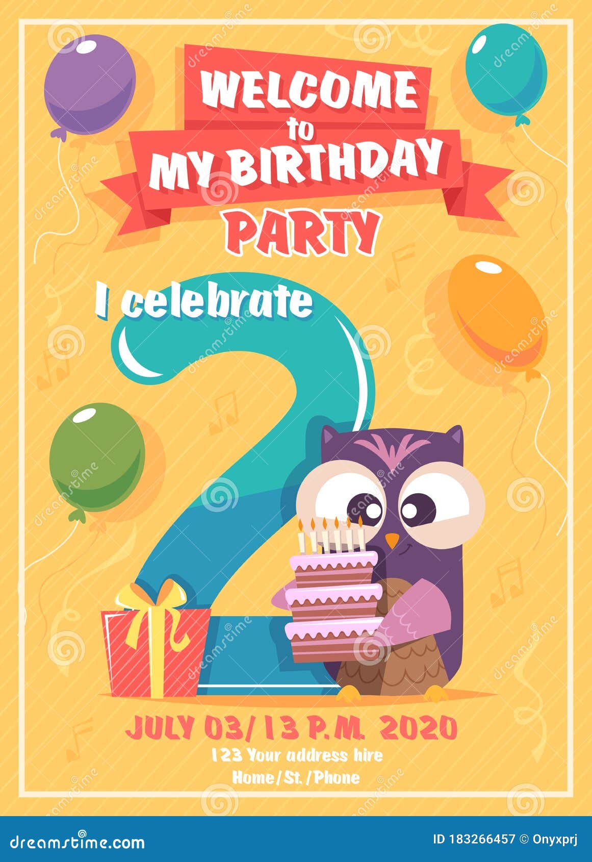 plantilla de vector de invitación de fiesta de cumpleaños de dinosaurio.  Afiche de celebración de cumpleaños