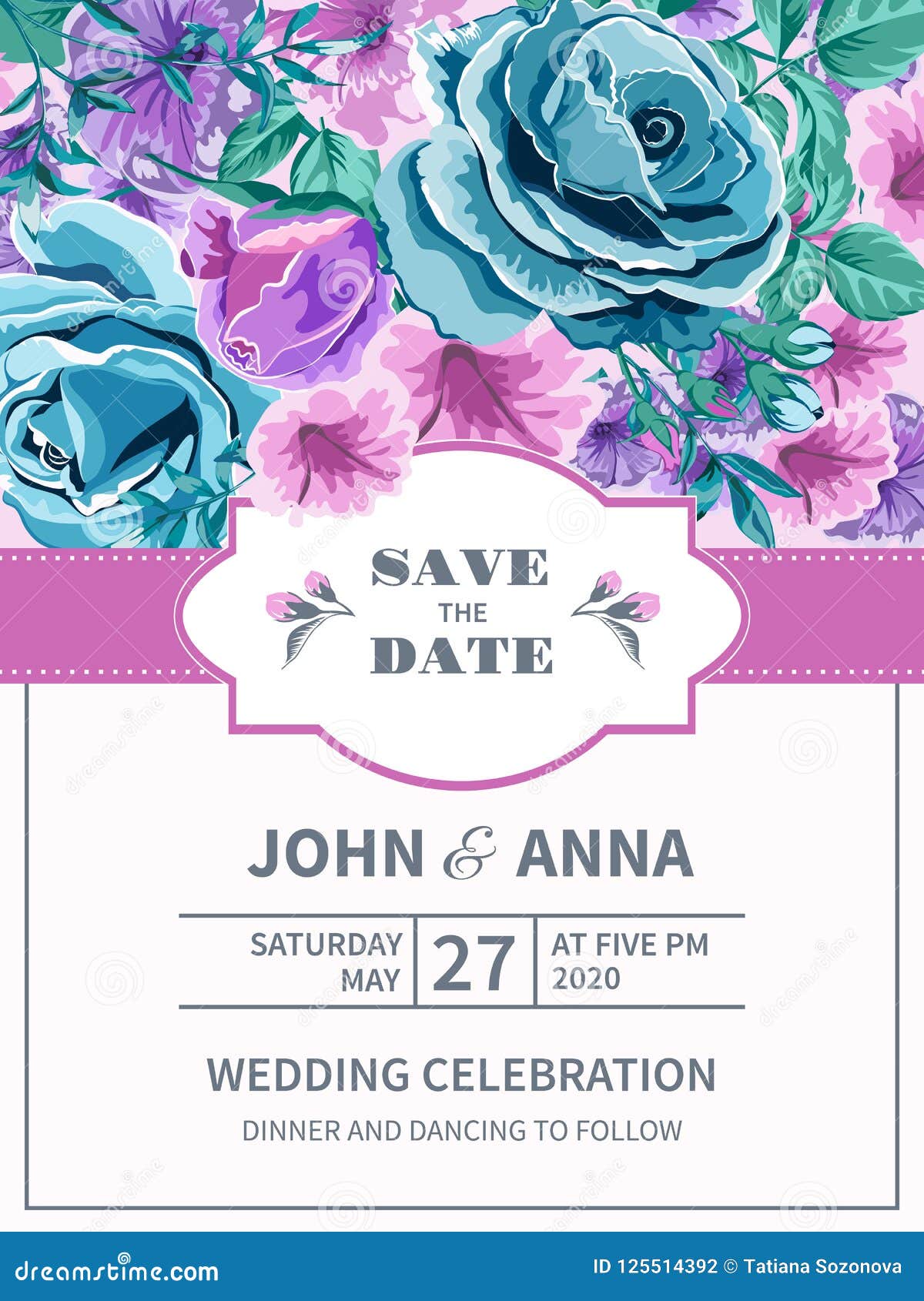 Invitación De La Boda Con Las Flores Azules Y Las Rosas De La Lila Ilustración del Vector - Ilustración de encantador, hermoso: 125514392 Invitación De La Boda Con Las Flores Azules Y Las Rosas De La Lila Ilustración del Vector - Ilustración de encantador, hermoso: 125514392