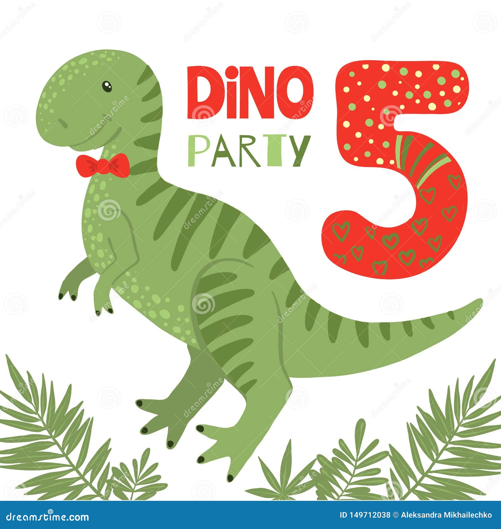 Invitación De La Fiesta De Cumpleaños Del Vector Con El Dinosaurio Lindo  Ilustración del Vector - Ilustración de animal, saludo: 149712038