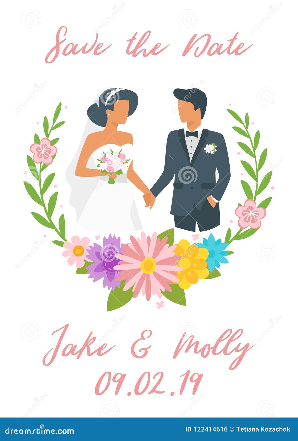 Invitación del día de boda ilustración del vector. Ilustración de amor -  122414616, image size:1142x1690